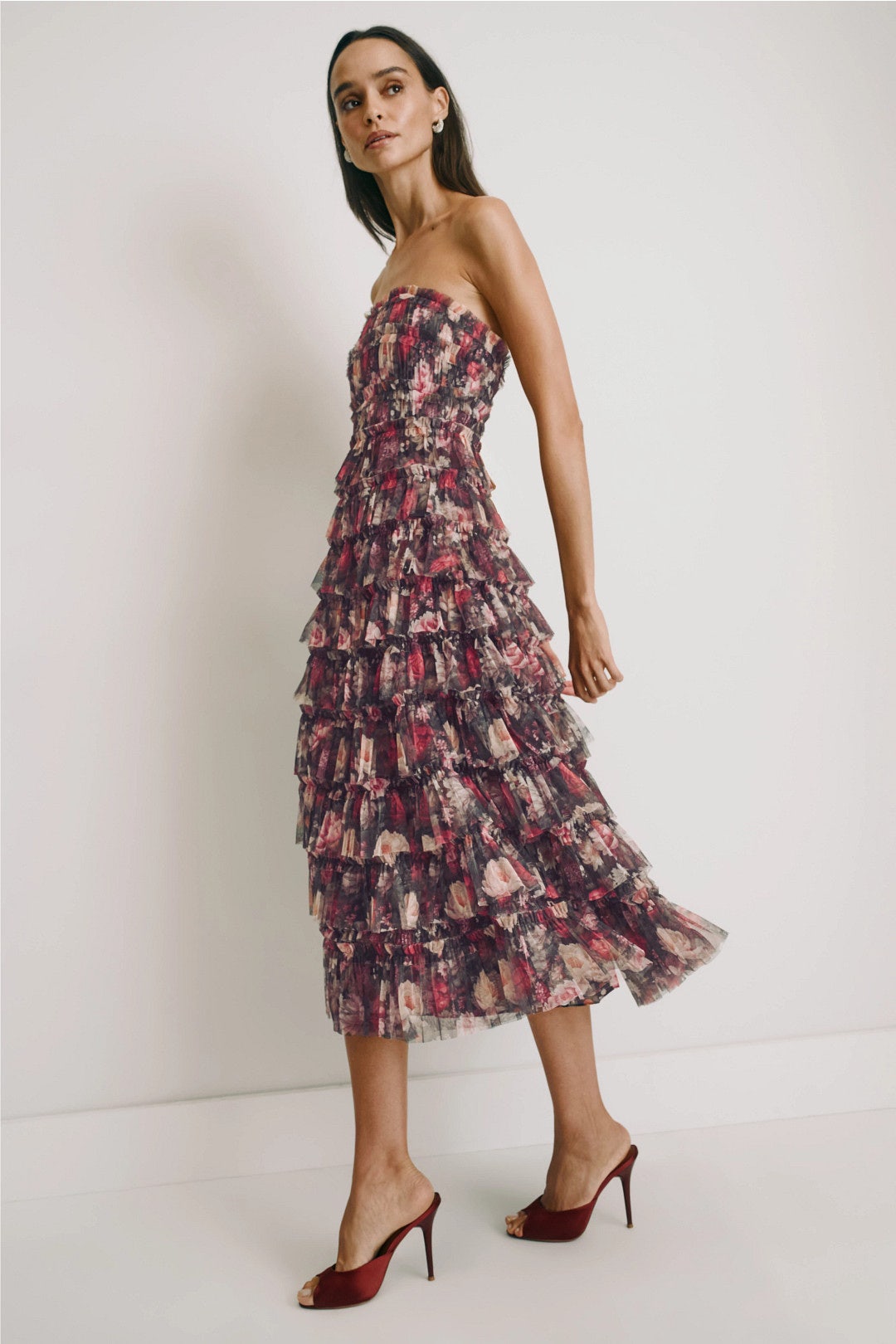 Floral Mesh Ruffle Dress by Ieena for Mac Duggal 1