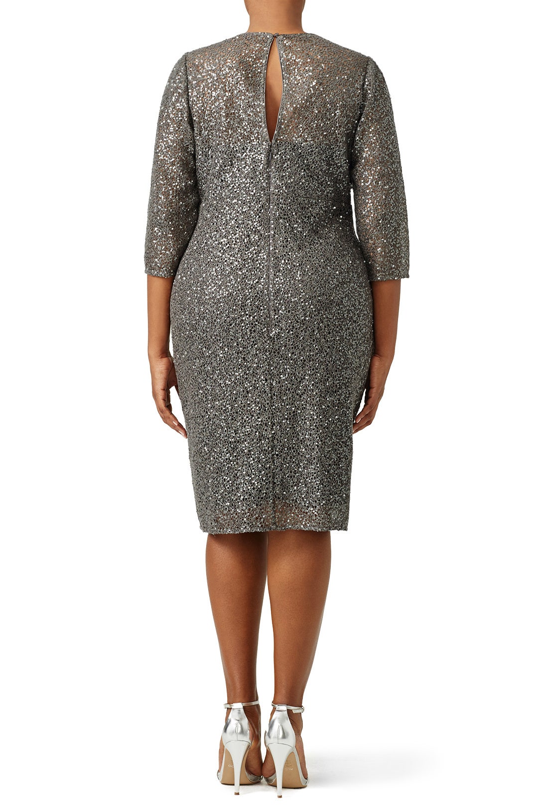 Grey Sparkle Jagged Edge Sheath Dress by Kay Unger 1