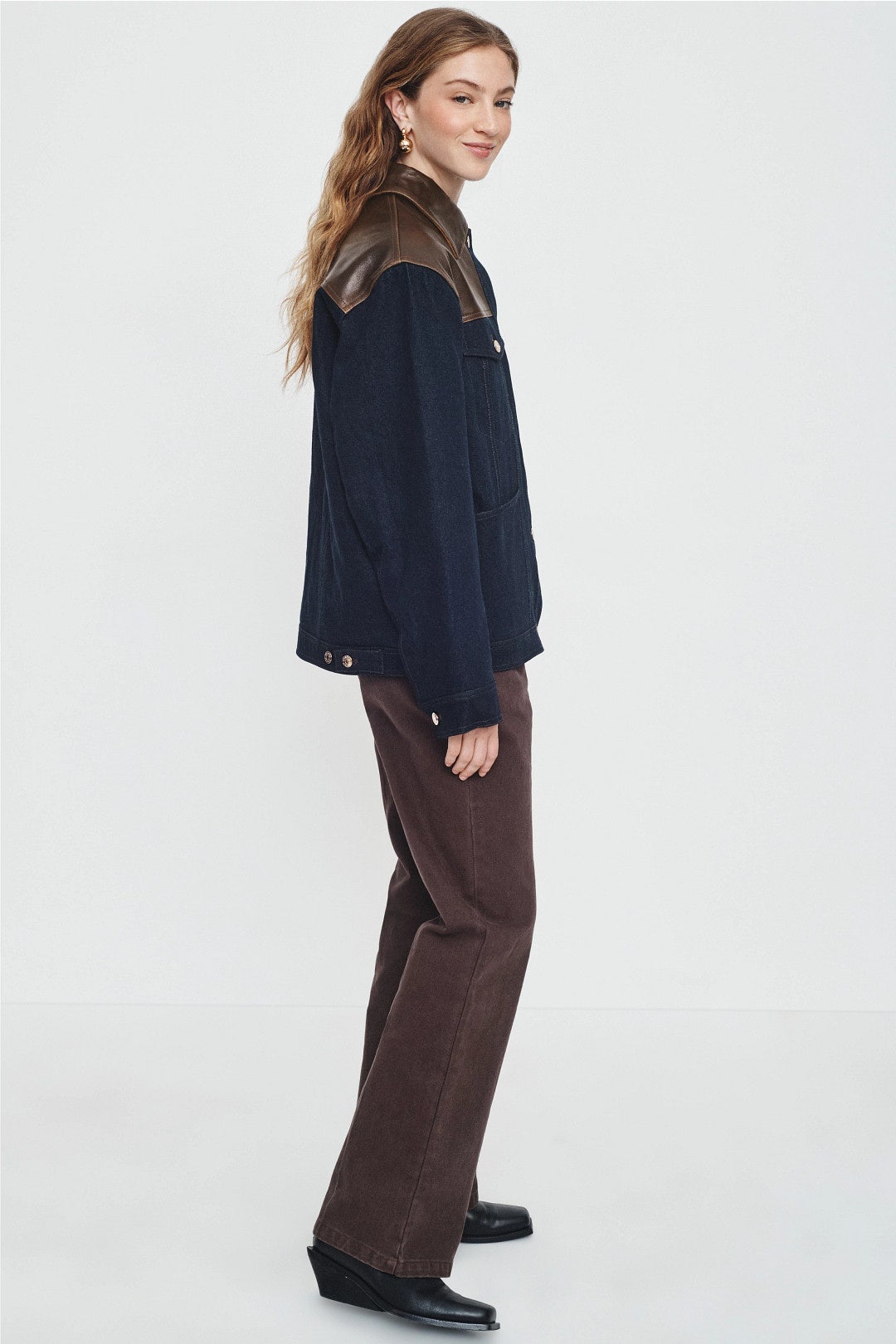 Raphael Denim Jacket With Leather Detail by Sandro 1