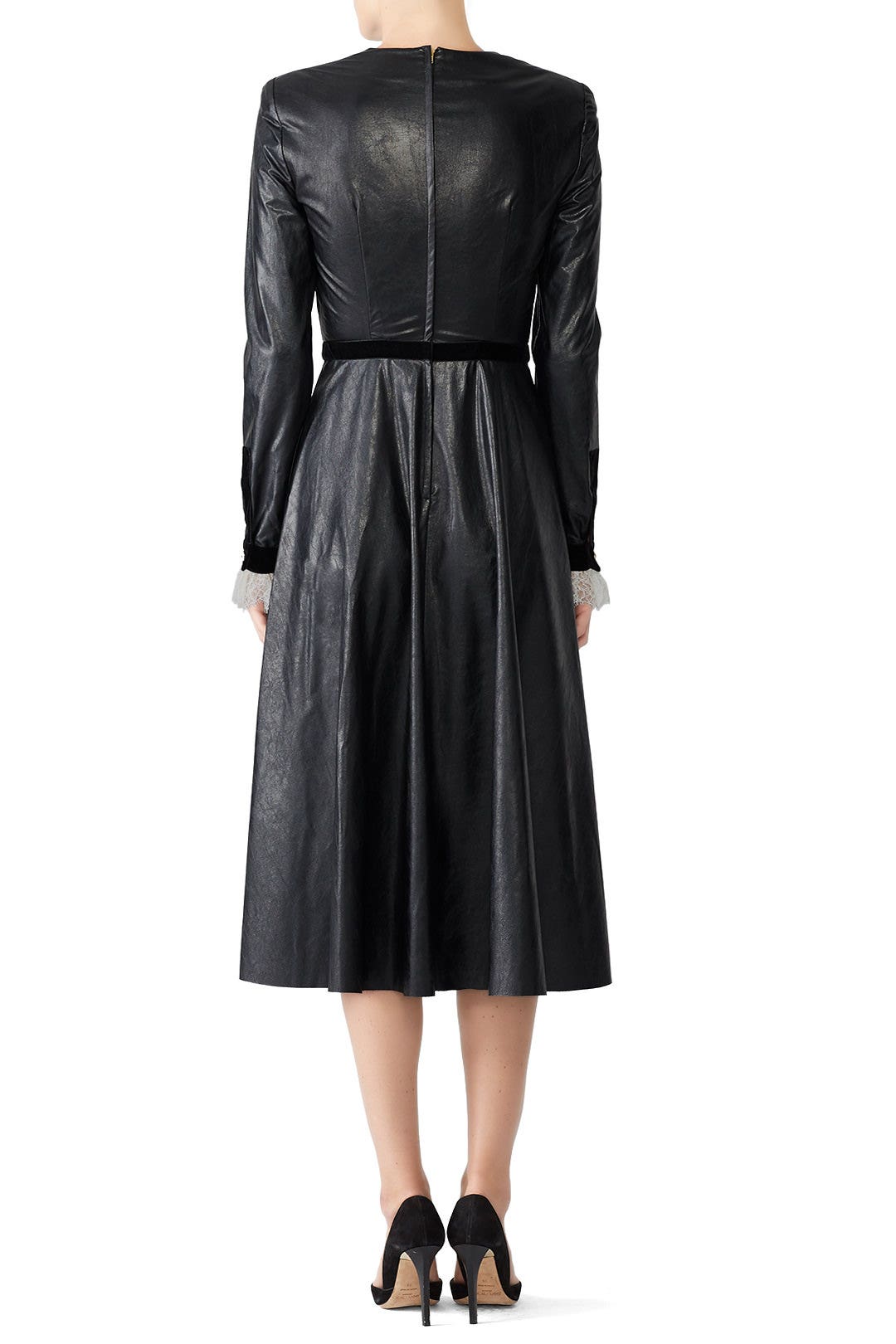 knee length dresses for ladies Pinch Tiered Faux Leather Midi Dress – Blue Hydrangea Boutique