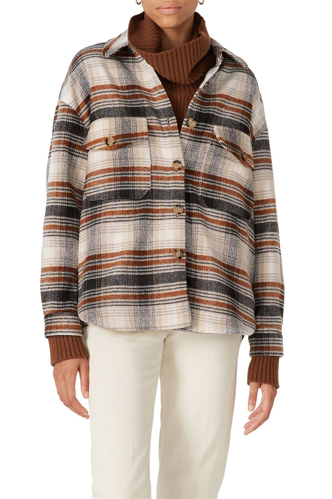 Brown Plaid Shirt Jacket by VERO MODA 1
