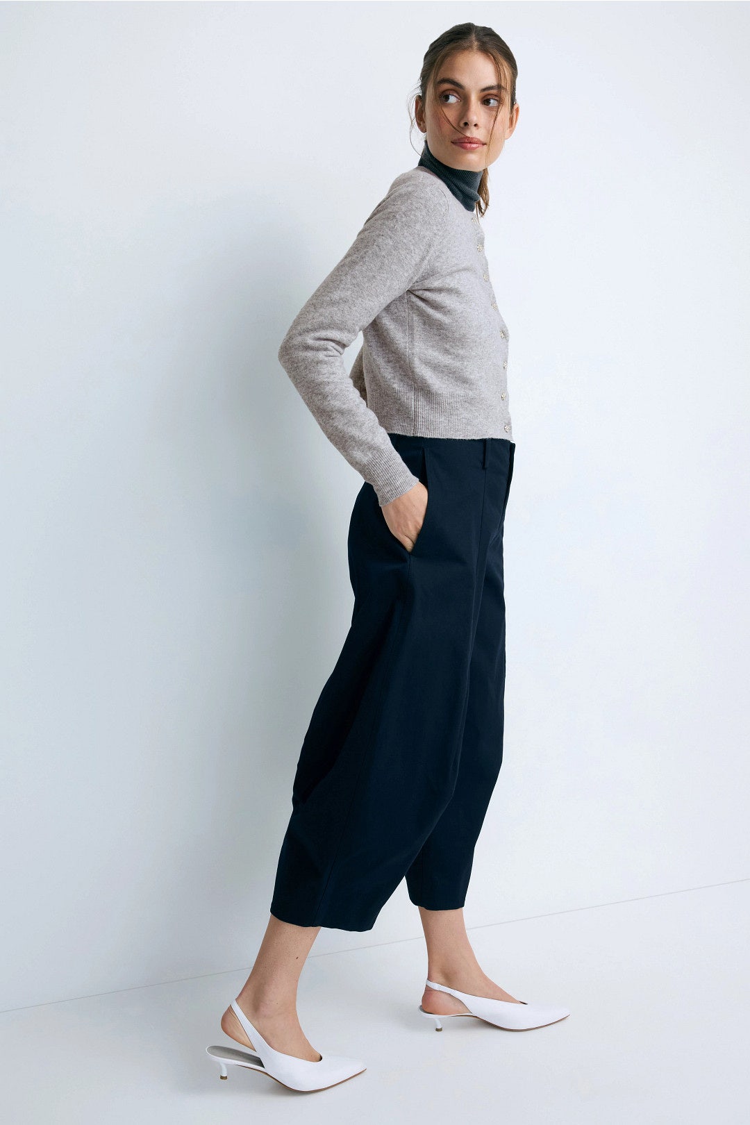 Brushed Knit Cardigan With Sparkle Buttons