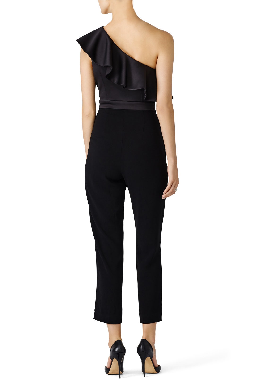 Black Ruffle Shoulder Jumpsuit by Cynthia Rowley 1