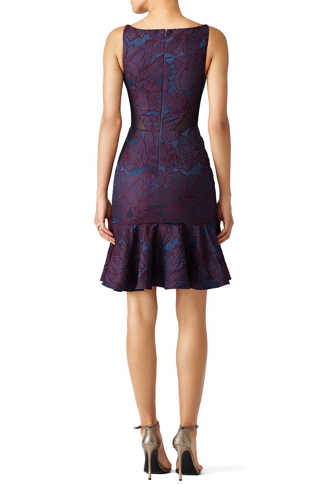 Navy Leaf Flounce Dress by ML Monique Lhuillier 1