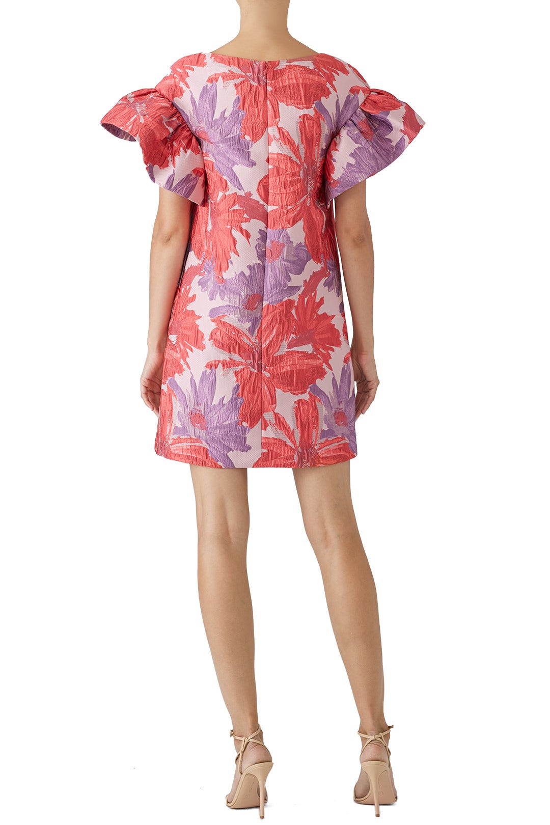 Pink Floral Ruffle Shift by Badgley Mischka 2