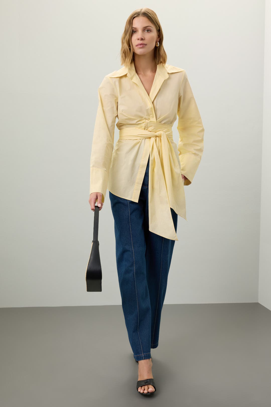 Yellow Wrap Button Down Top by Ronny Kobo x RTR | Rent the Runway