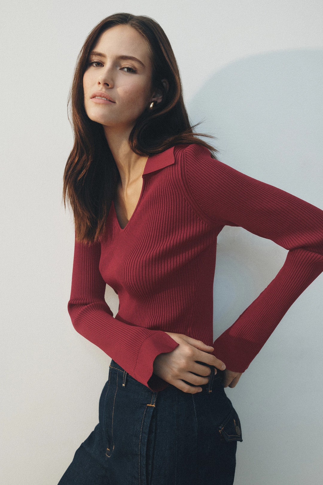 Collared Rib Knit Sweater by SIMKHAI 1