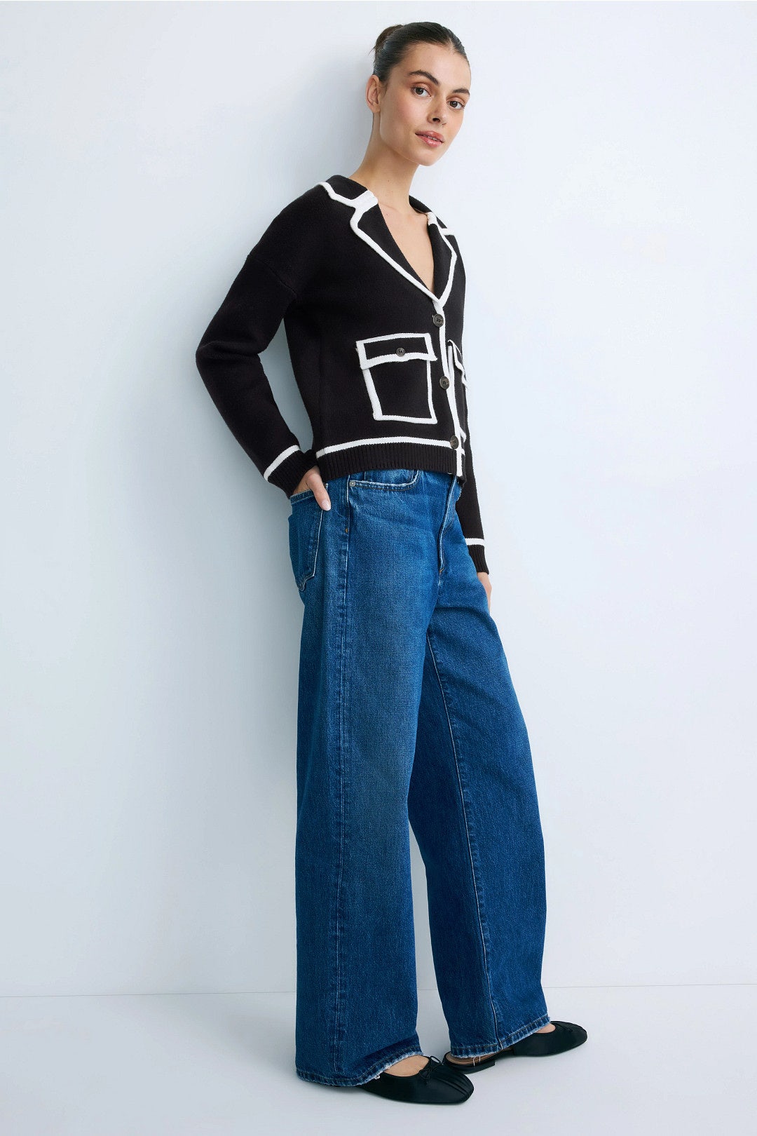 Astrid Piped Sweater Jacket by Central Park West 1