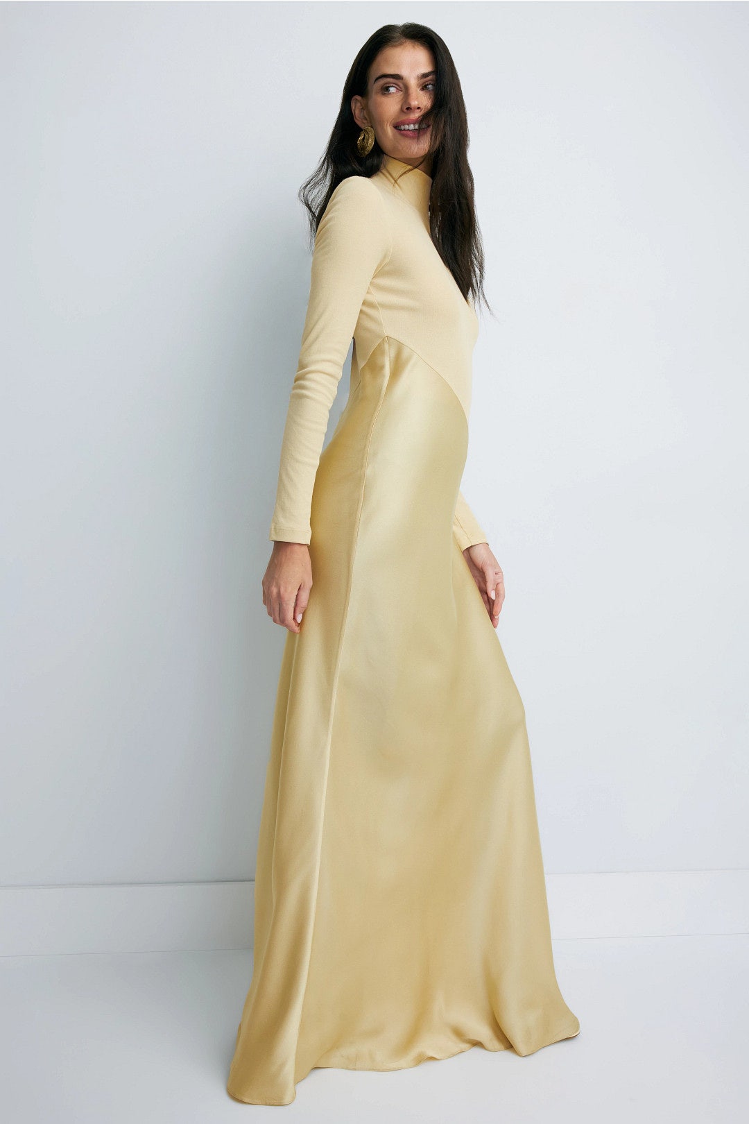 Off-White Bias Turtleneck Combo Gown by Rosetta Getty 1