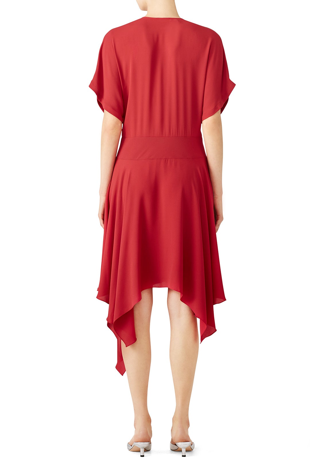 Red Kimono Faux Wrap Dress by HALSTON 1