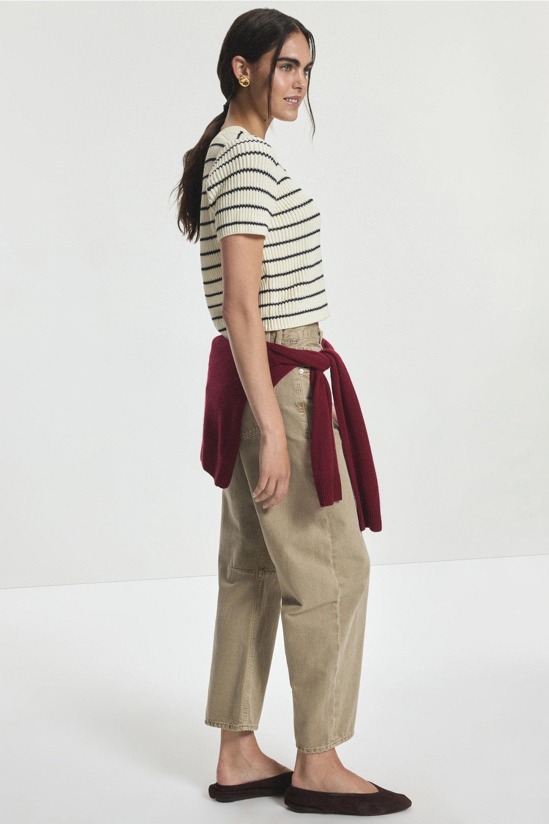 Delilah Striped Short Sleeved Cardigan by Splendid 1