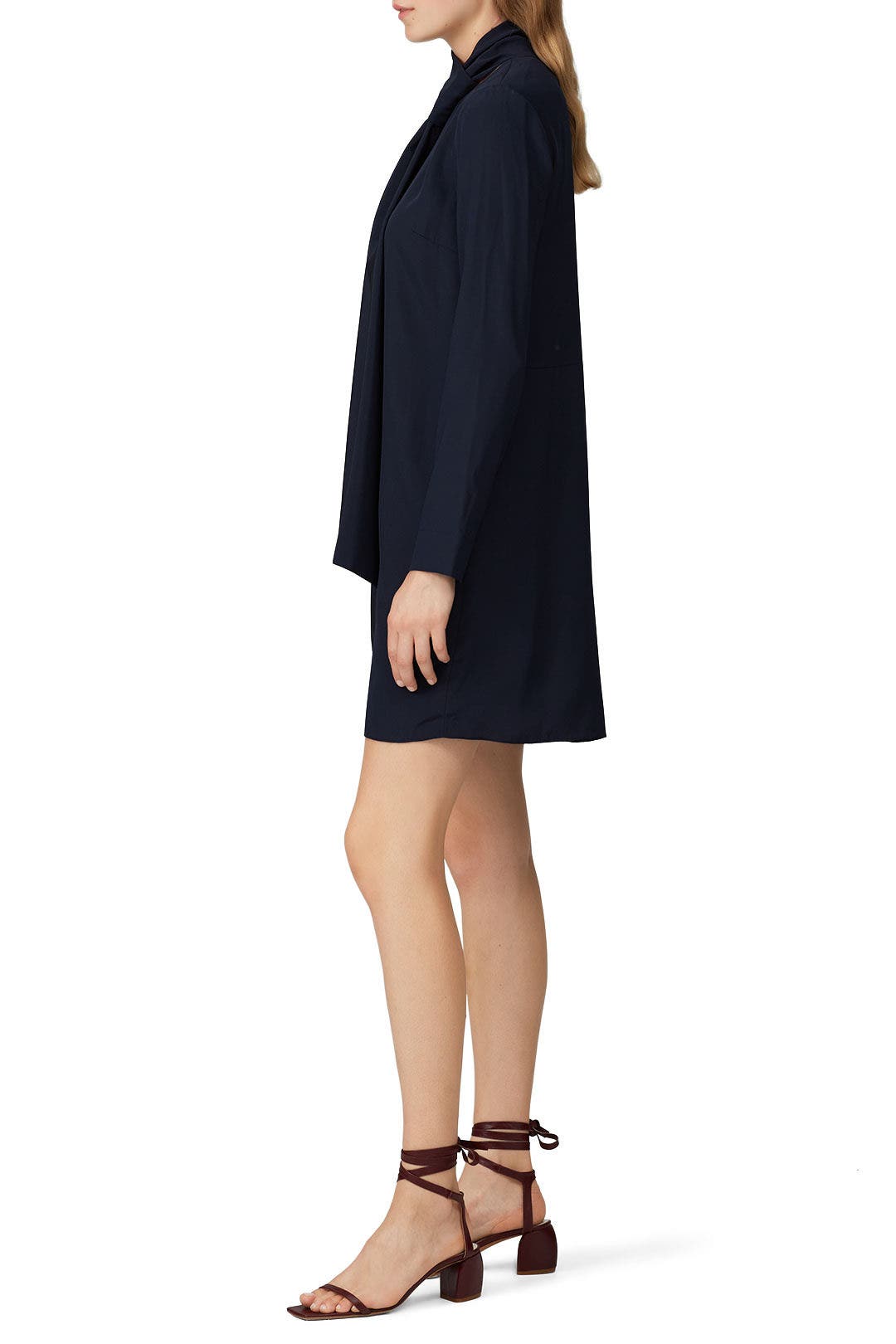 Navy Tie Neck Shift Dress by Tibi 1