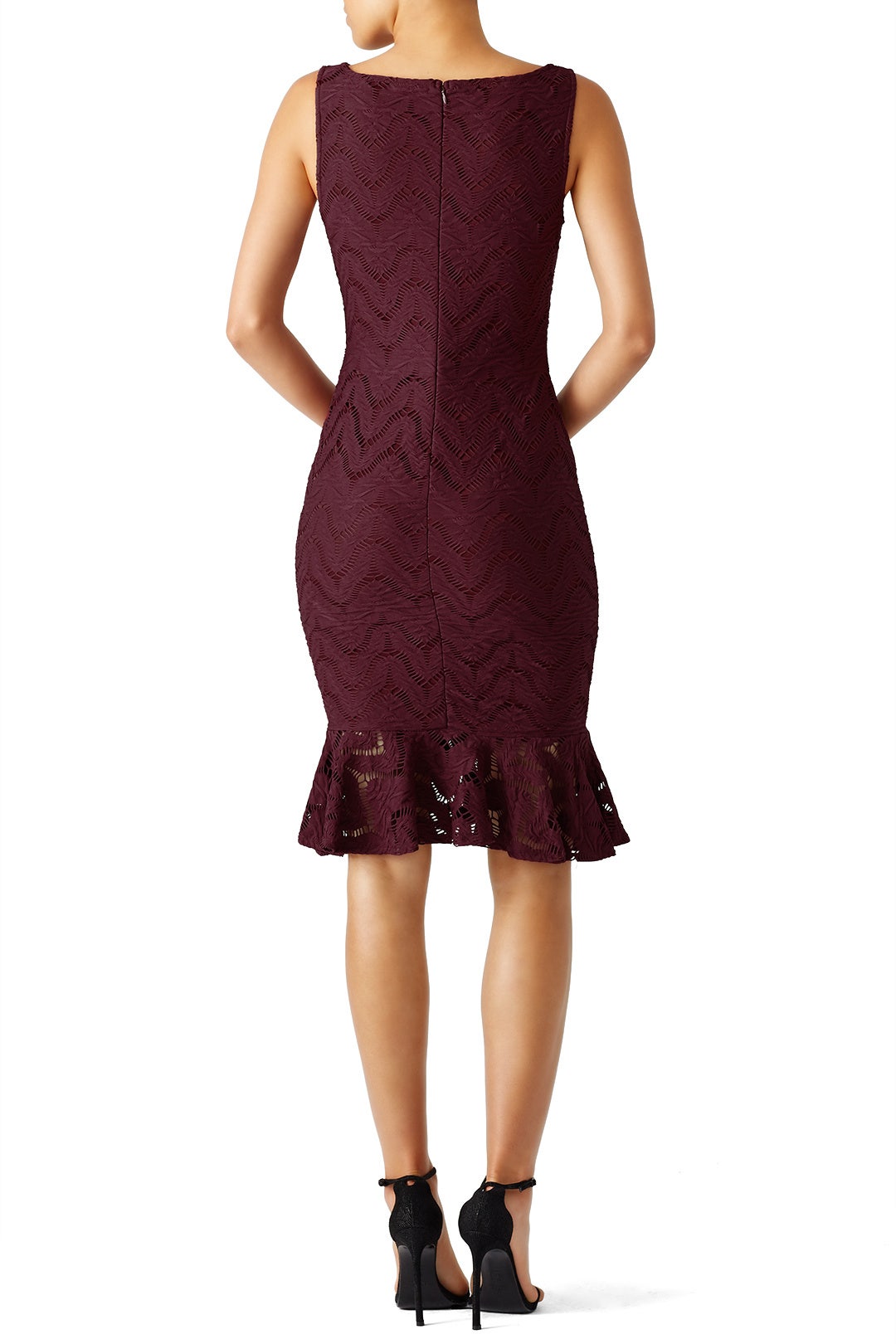 Wine Ruffle Lace Dress by twenty 2