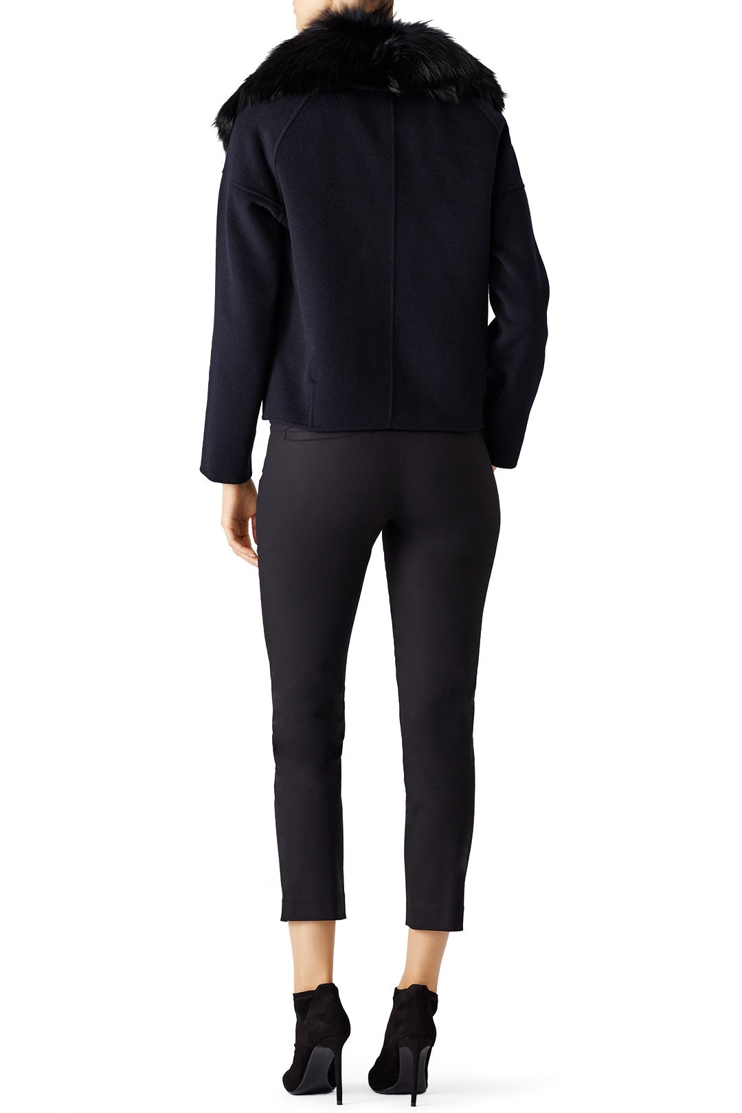 Navy Fur Collar Short Coat by Derek Lam 10 Crosby 1