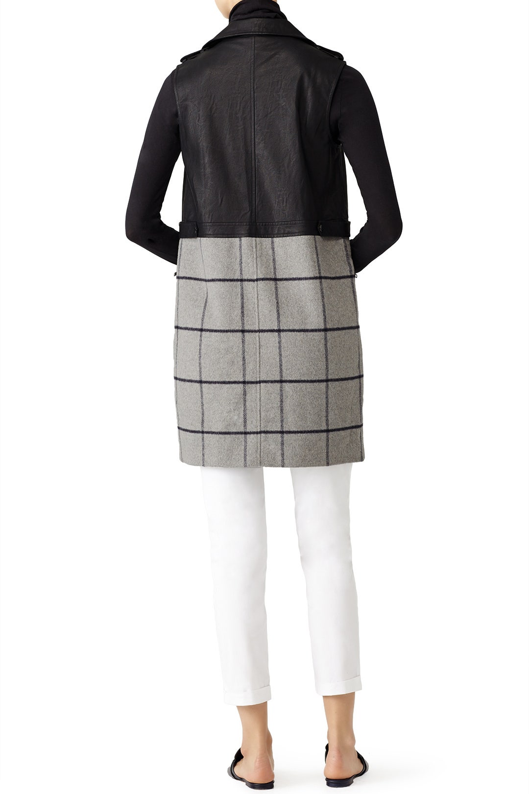 Black Plaid Moto Vest by Greylin 2