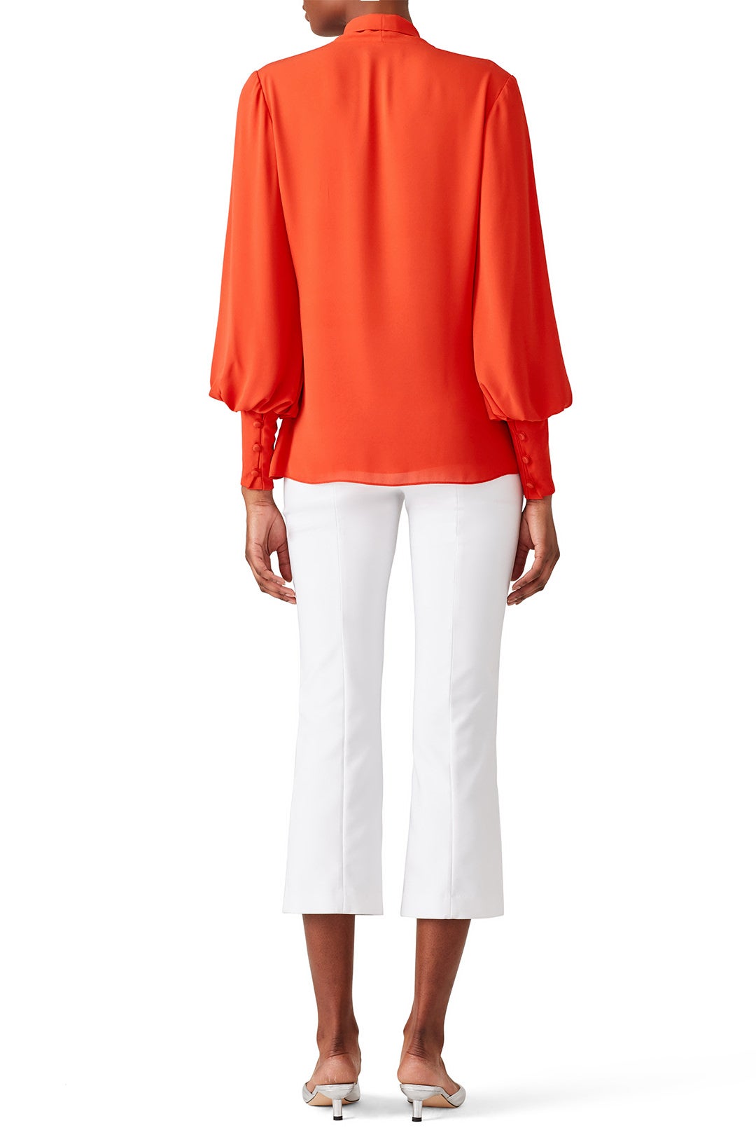 Orange Tie Neck Top by Josie Natori 2