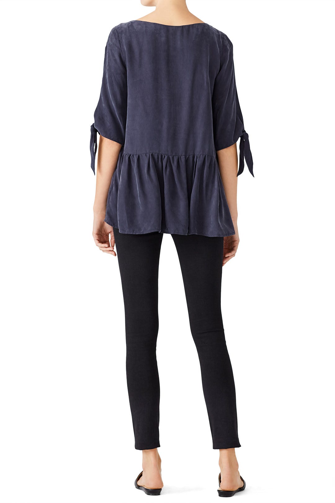 Navy Tie Cuff Blouse by Paper Crown 2