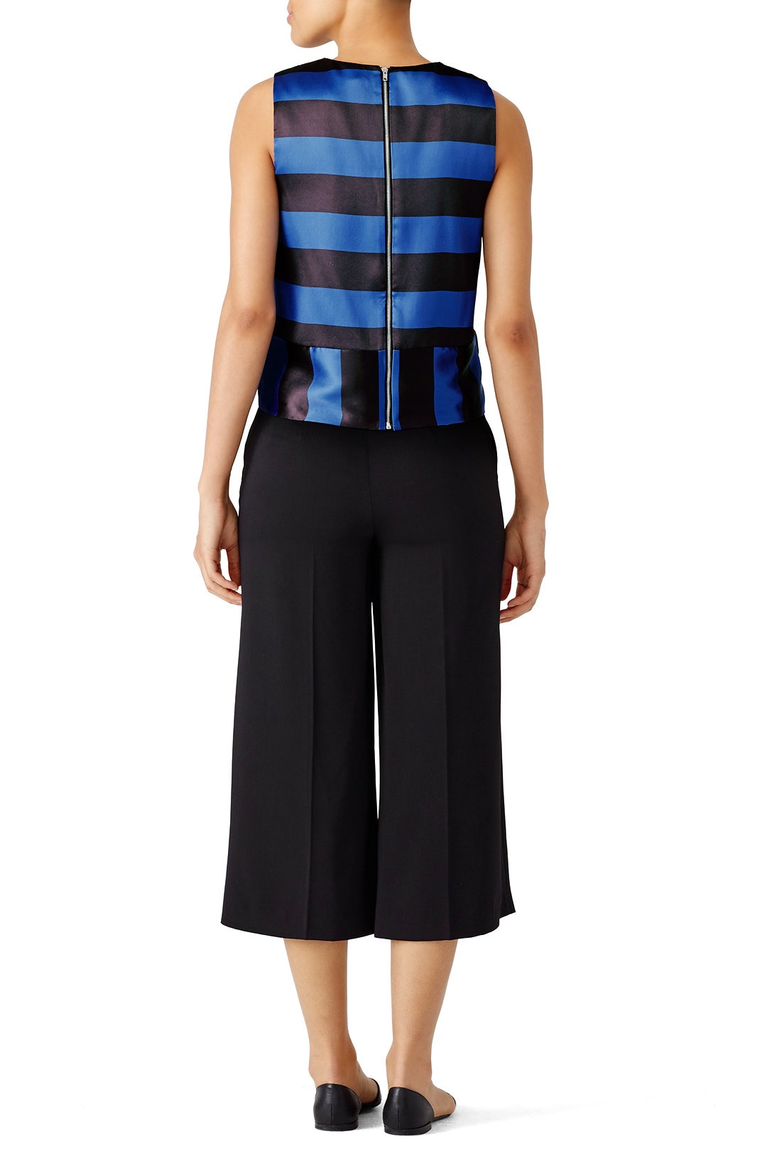 Blue Contrast Stripe Top by English Factory 2