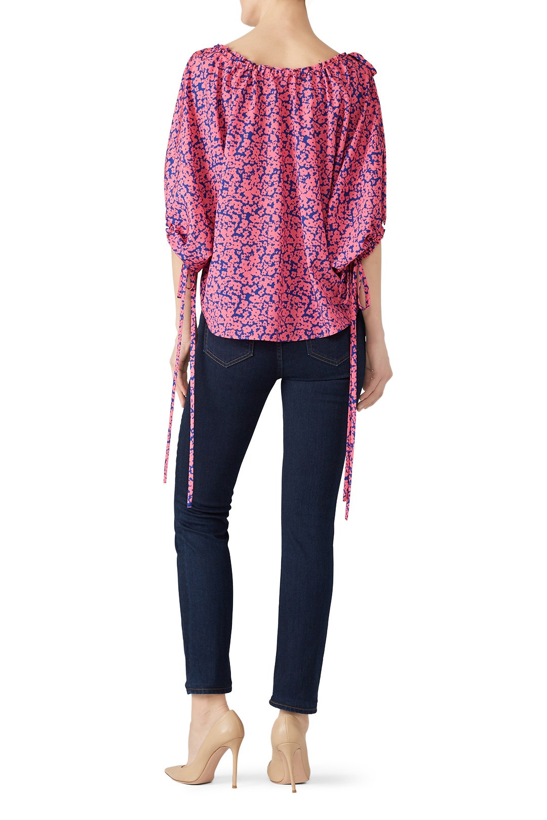 Beau Balloon Sleeve Drawstring Top Paisley Print Pink main image 1