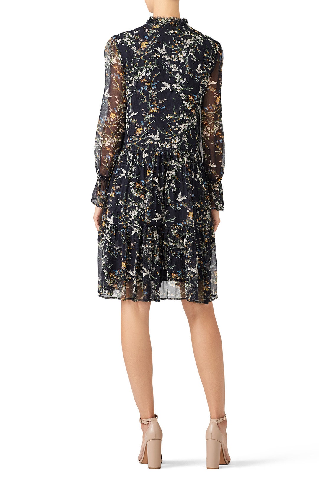Navy Bird Printed Dress by The Kooples 1