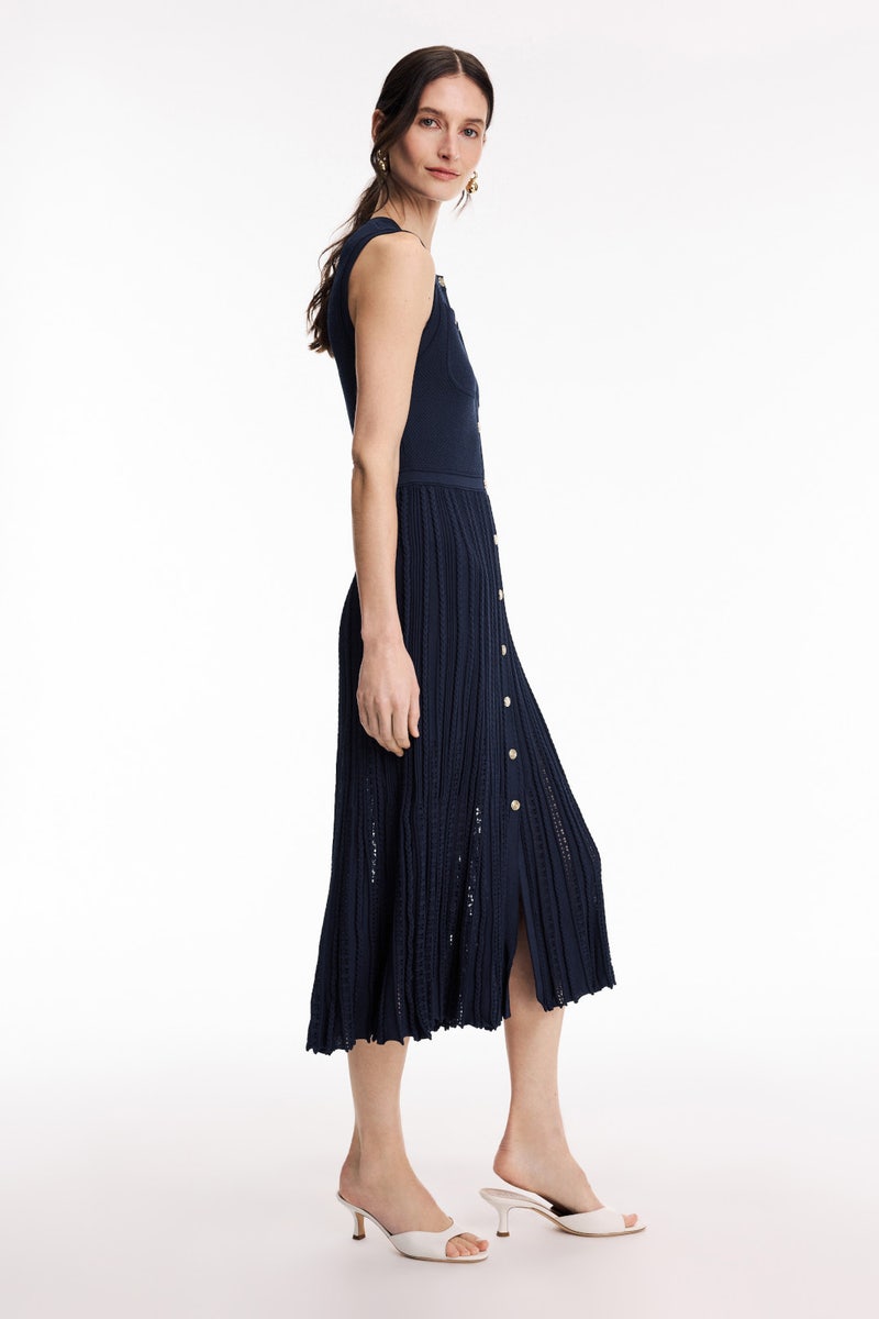 Navy Sleeveless Knit Midi Dress by Maje - Photo 1