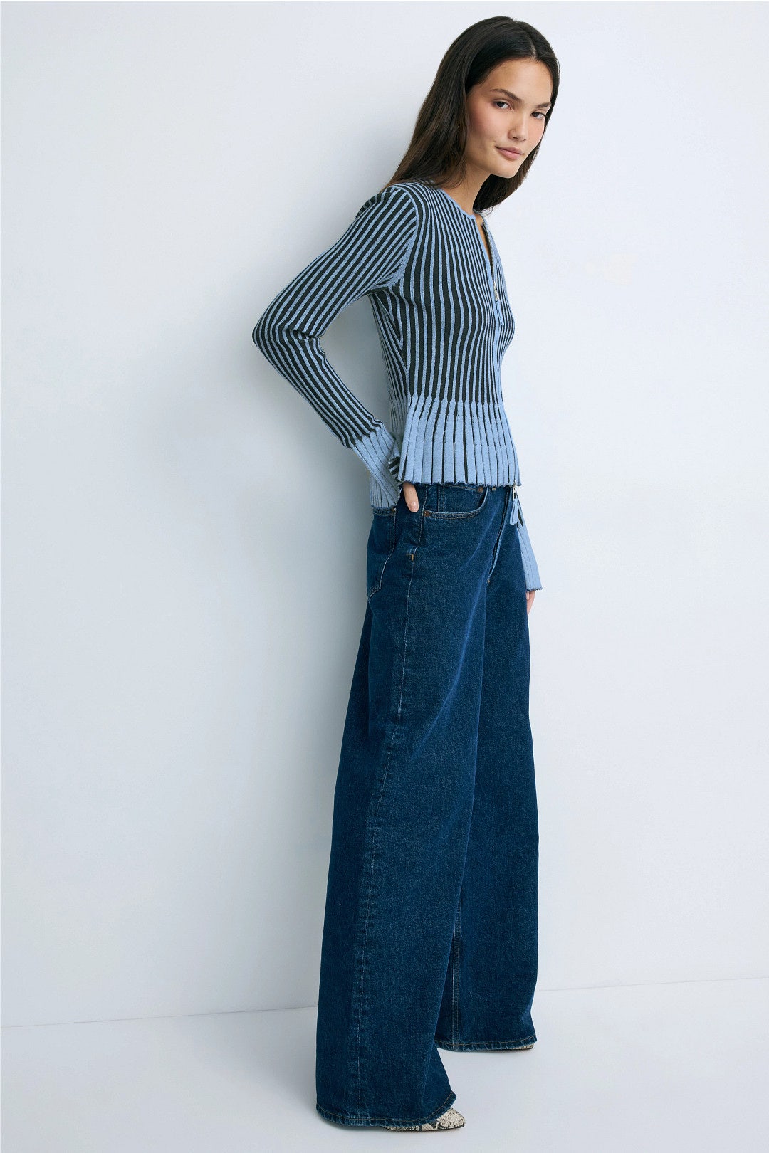 Two Tone Rib Knit Cardigan by Toccin 1