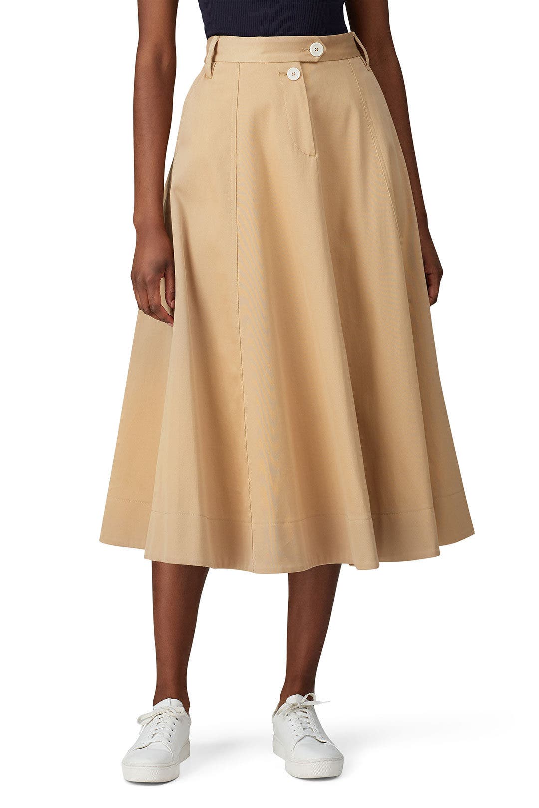 【in a row】Midi chino skirt WEEKDAY Chino Midi Lenght Skirt | endource