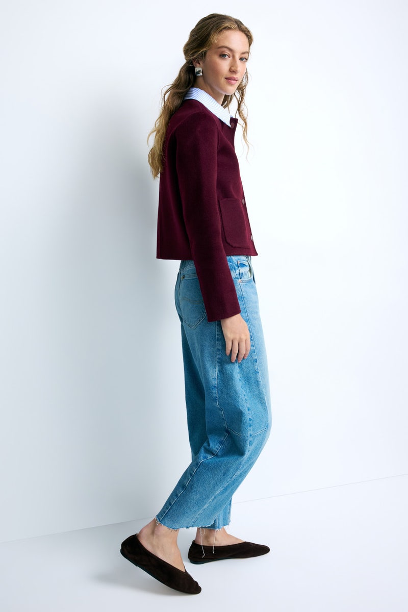 Burgundy Striped Collar Jacket by Claudie Pierlot - Photo 1