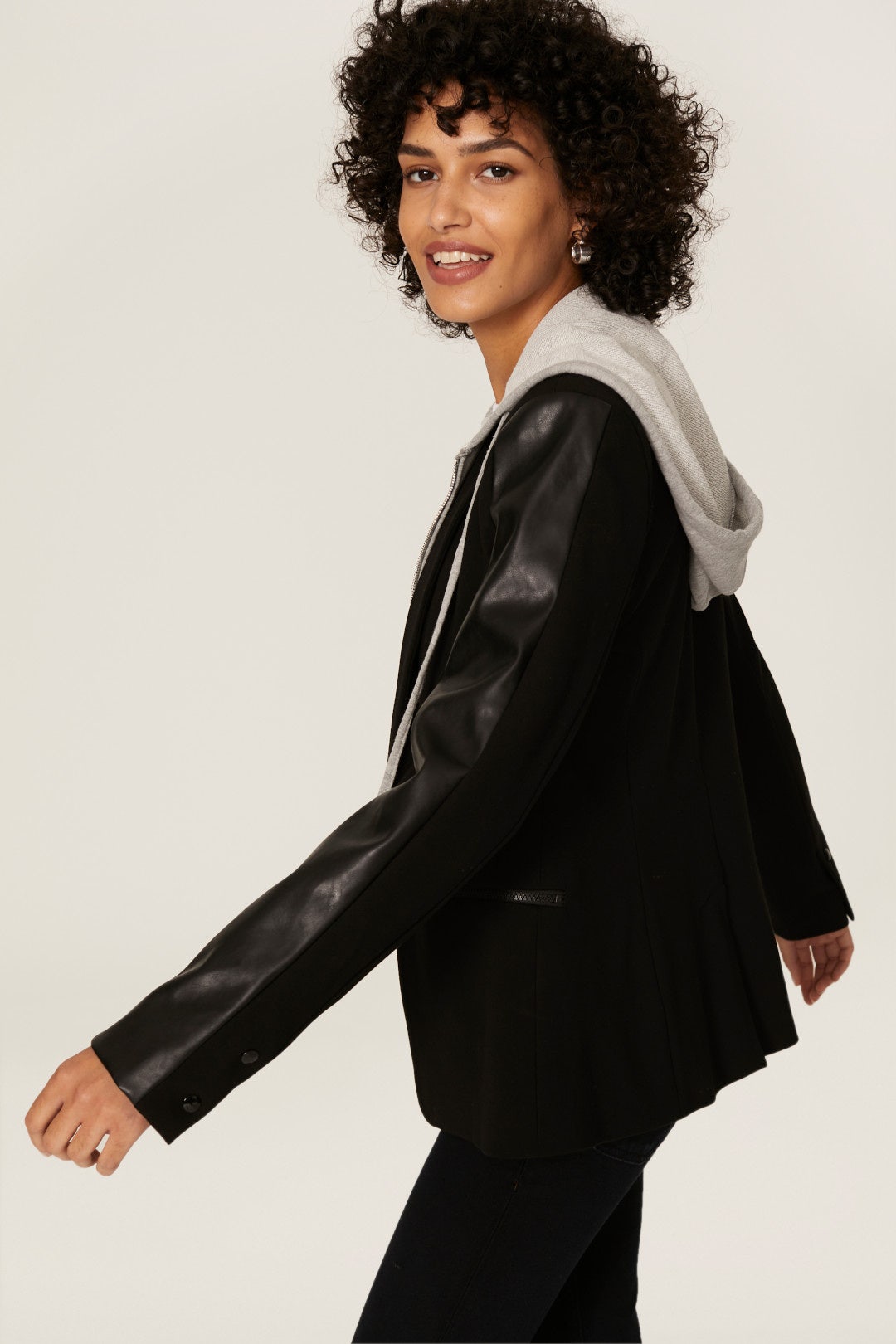 Ryder Faux Leather Sleeve Blazer by Central Park West 1