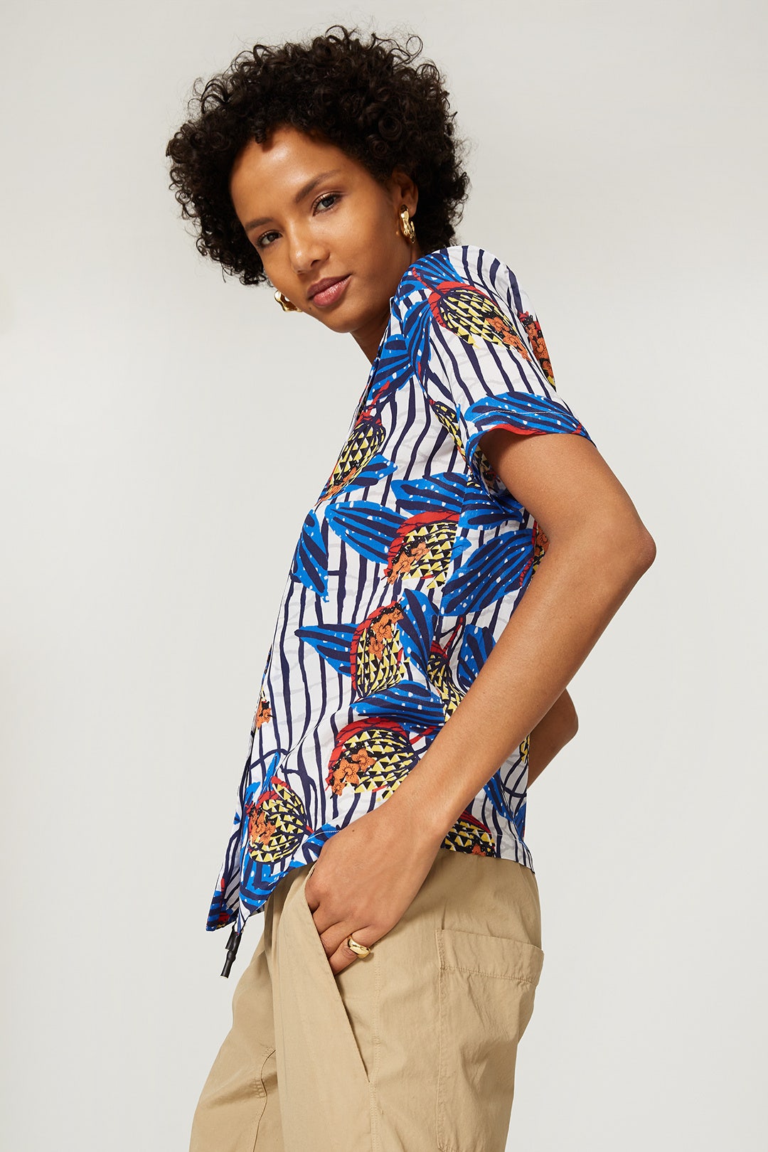 Blue Floral Camp Shirt by Stella Jean 2