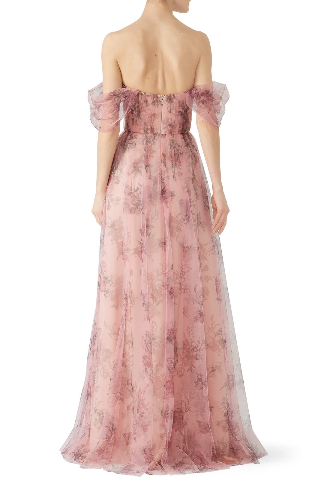 Blush Floral Tulle Gown by Marchesa Notte Bridesmaid | Rent the Runway