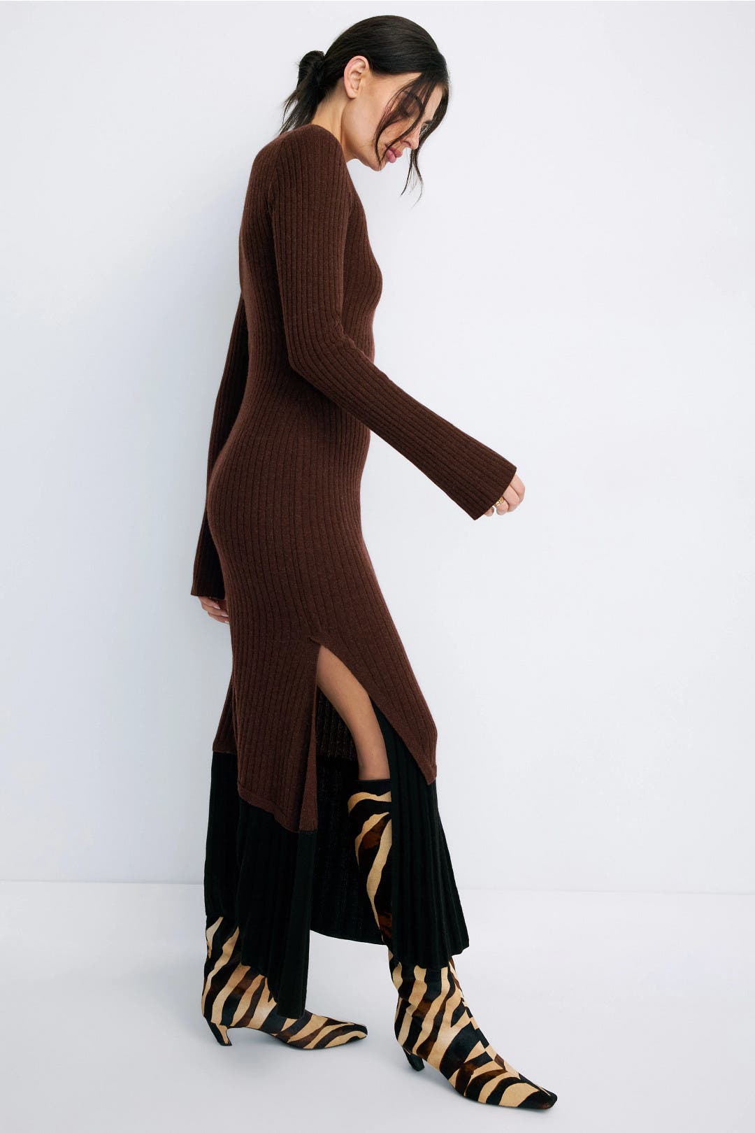 Cashmino Layered Crew Neck Dress by NAADAM | Rent the Runway
