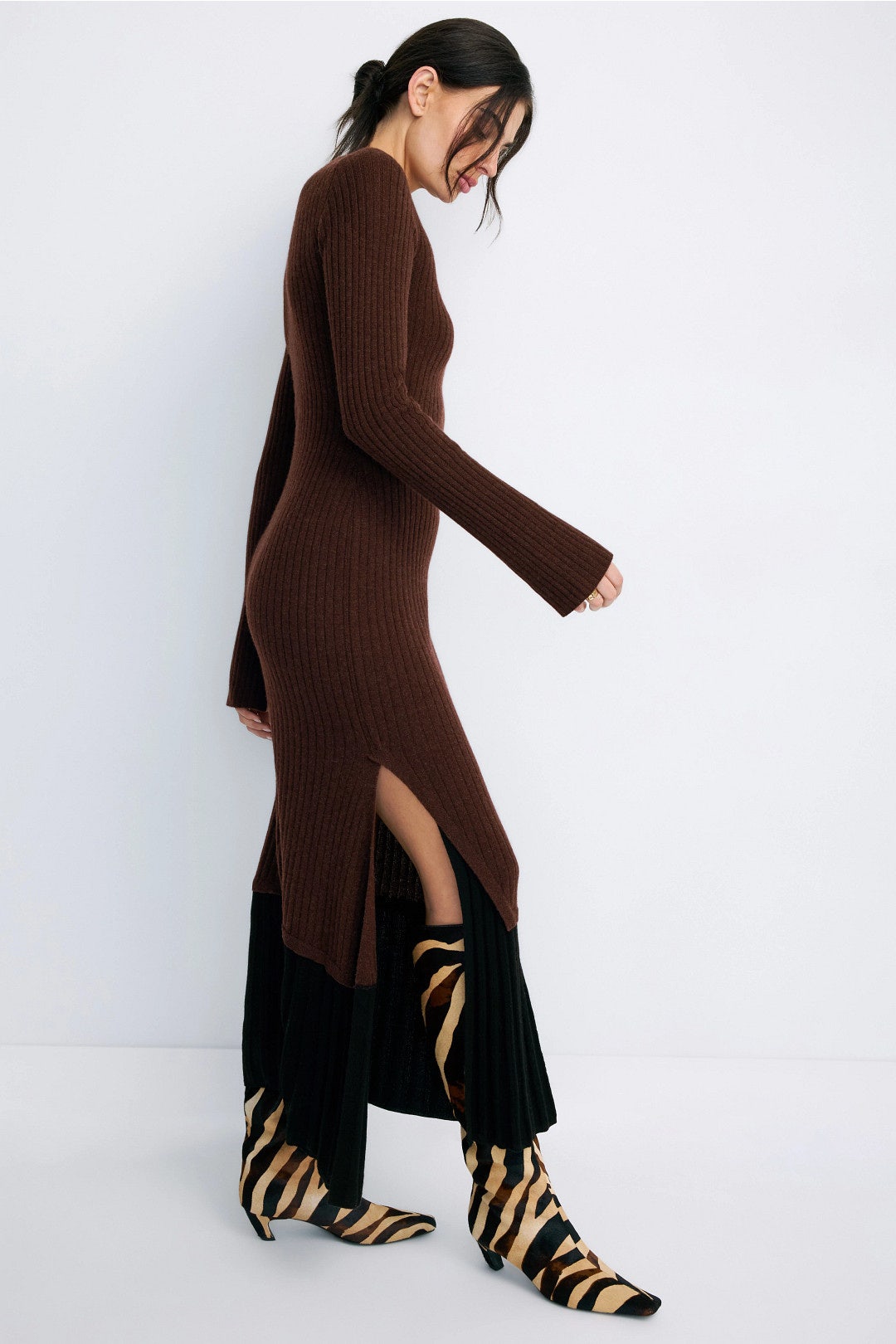 Cashmino Layered Crew Neck Dress by NAADAM 1