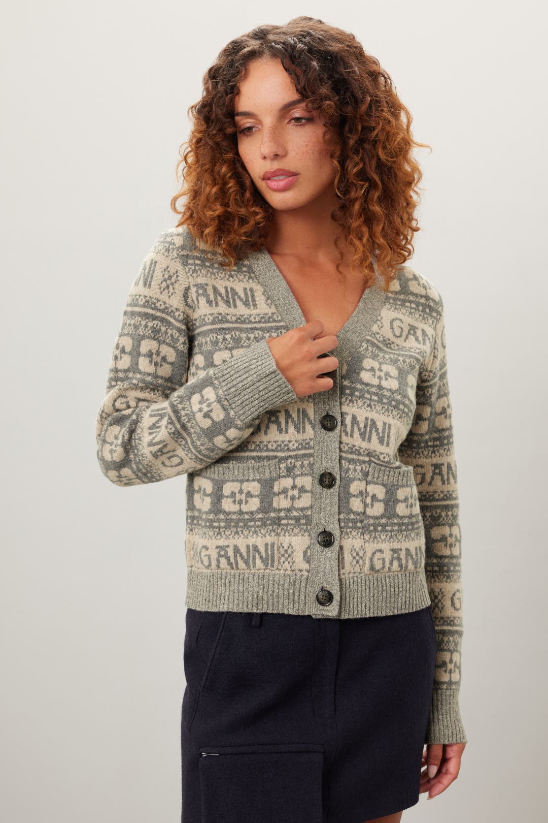 Wool Logo Cardigan by GANNI | Rent the Runway