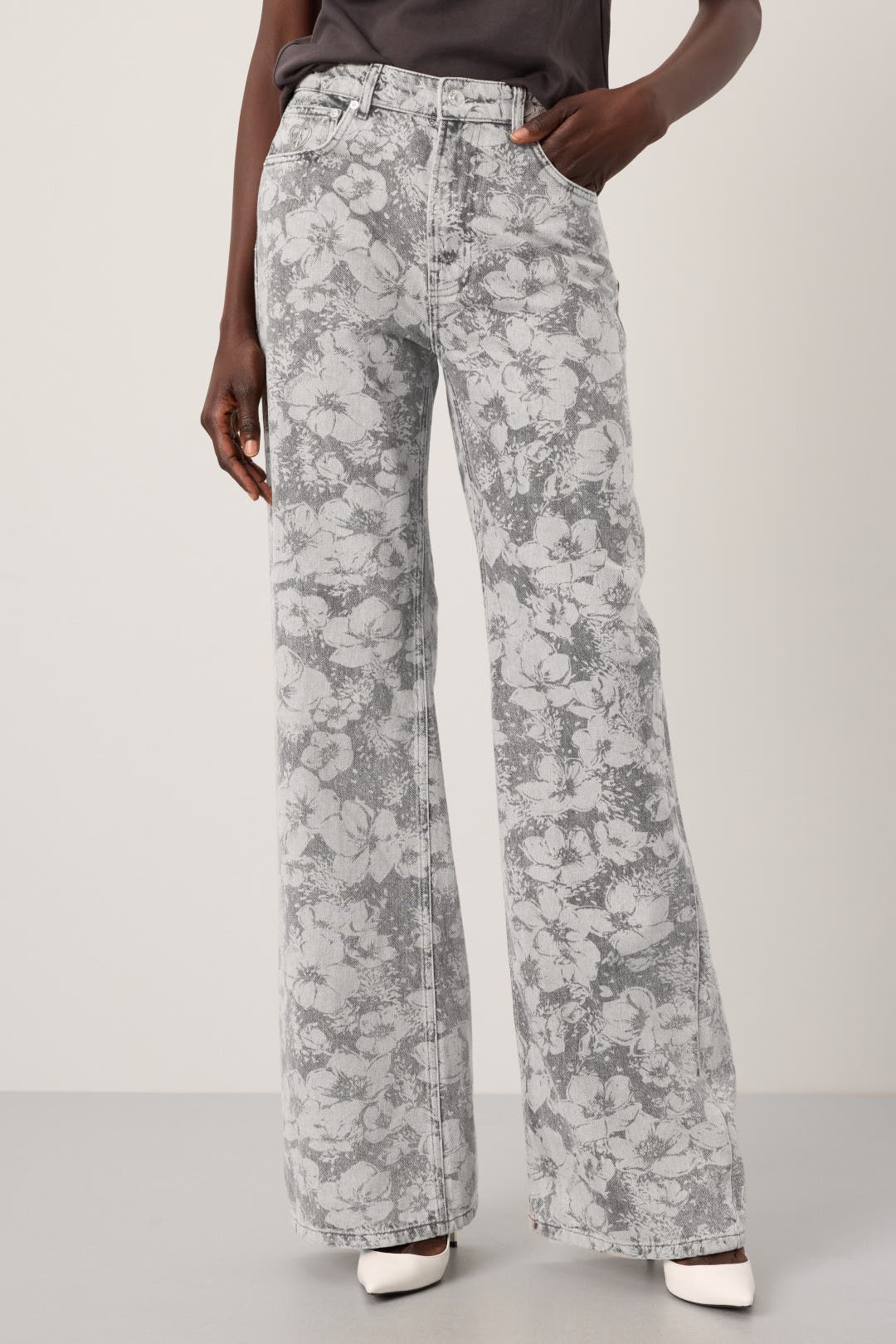 パンツ Moschino Jeans Wide Leg Pants Moschino Jeans Mo5ch1no Trousers Graphic-Print Denim Wide
