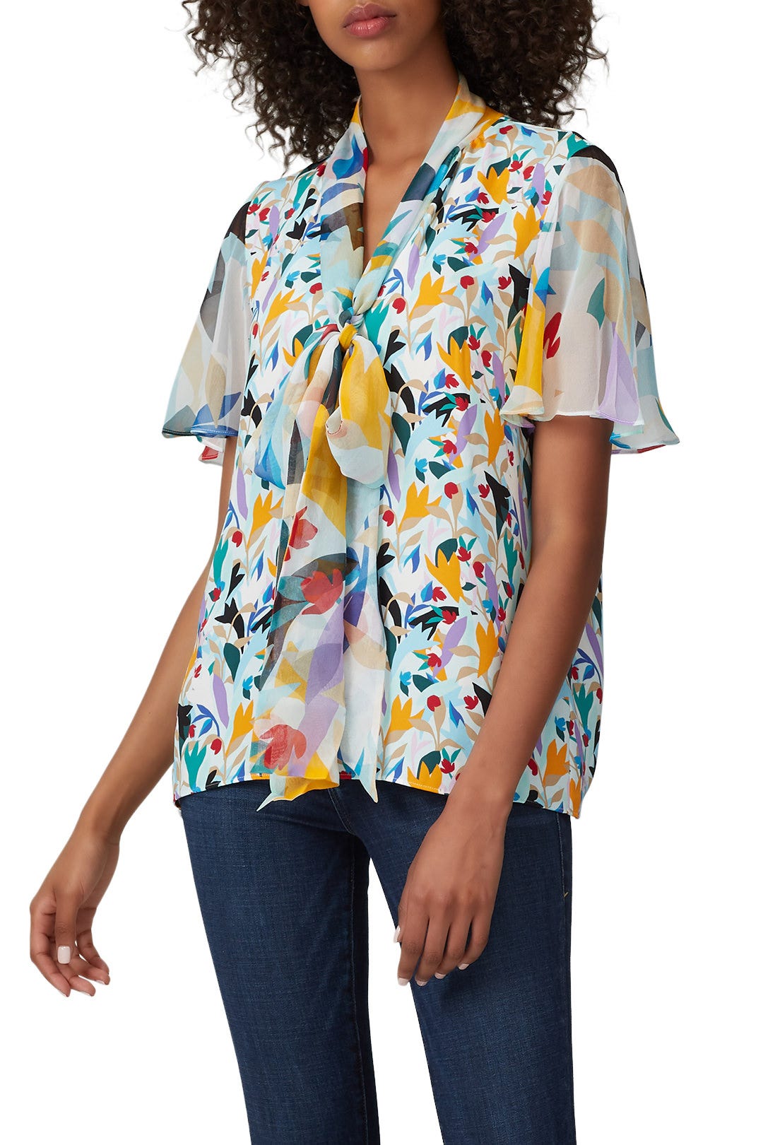 Tie Neck Flutter Sleeve Top by Prabal Gurung 1