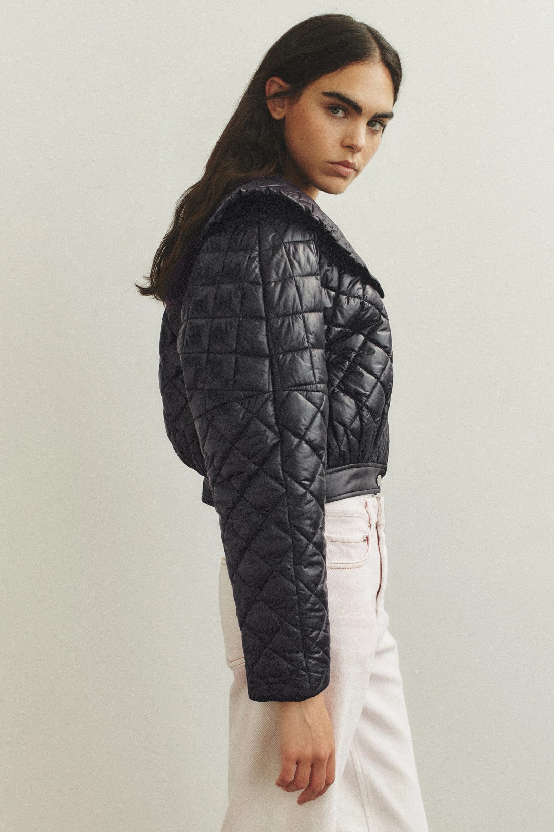 Nylon Quilted Collared Jacket by GANNI 1