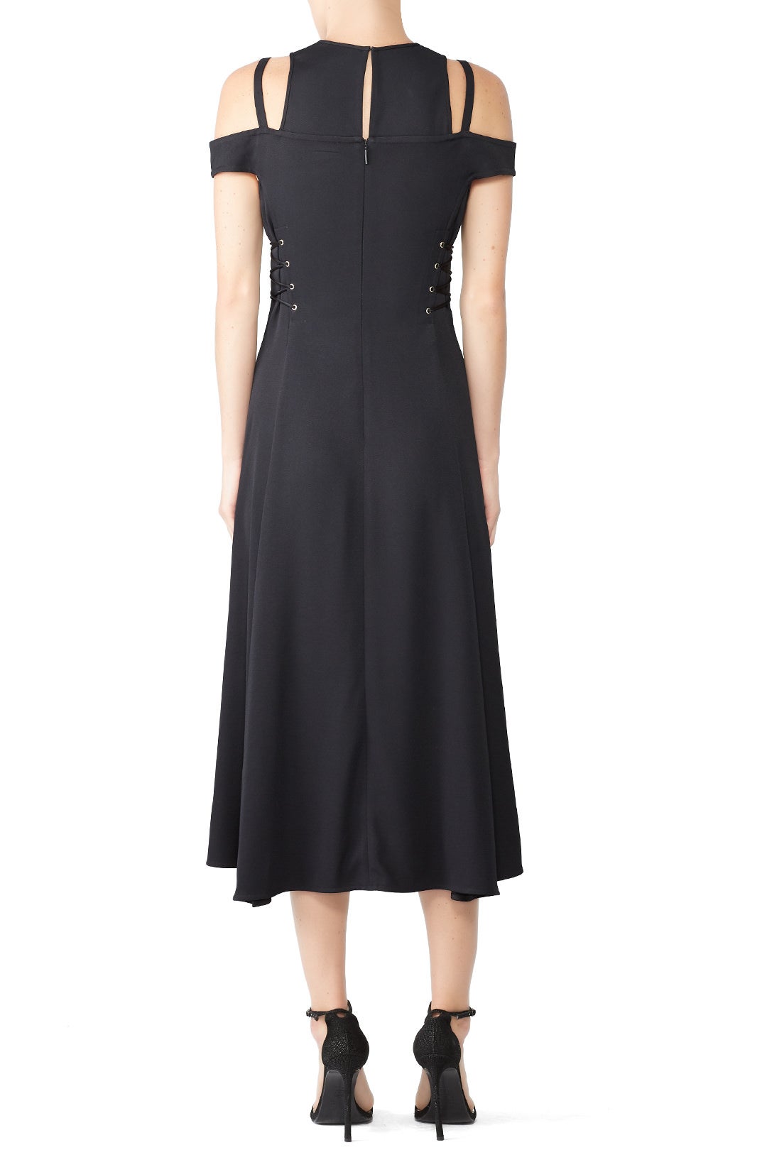 black corset flowy dress Katherine Black Off-Shoulder Corset Midi Dress main image 0