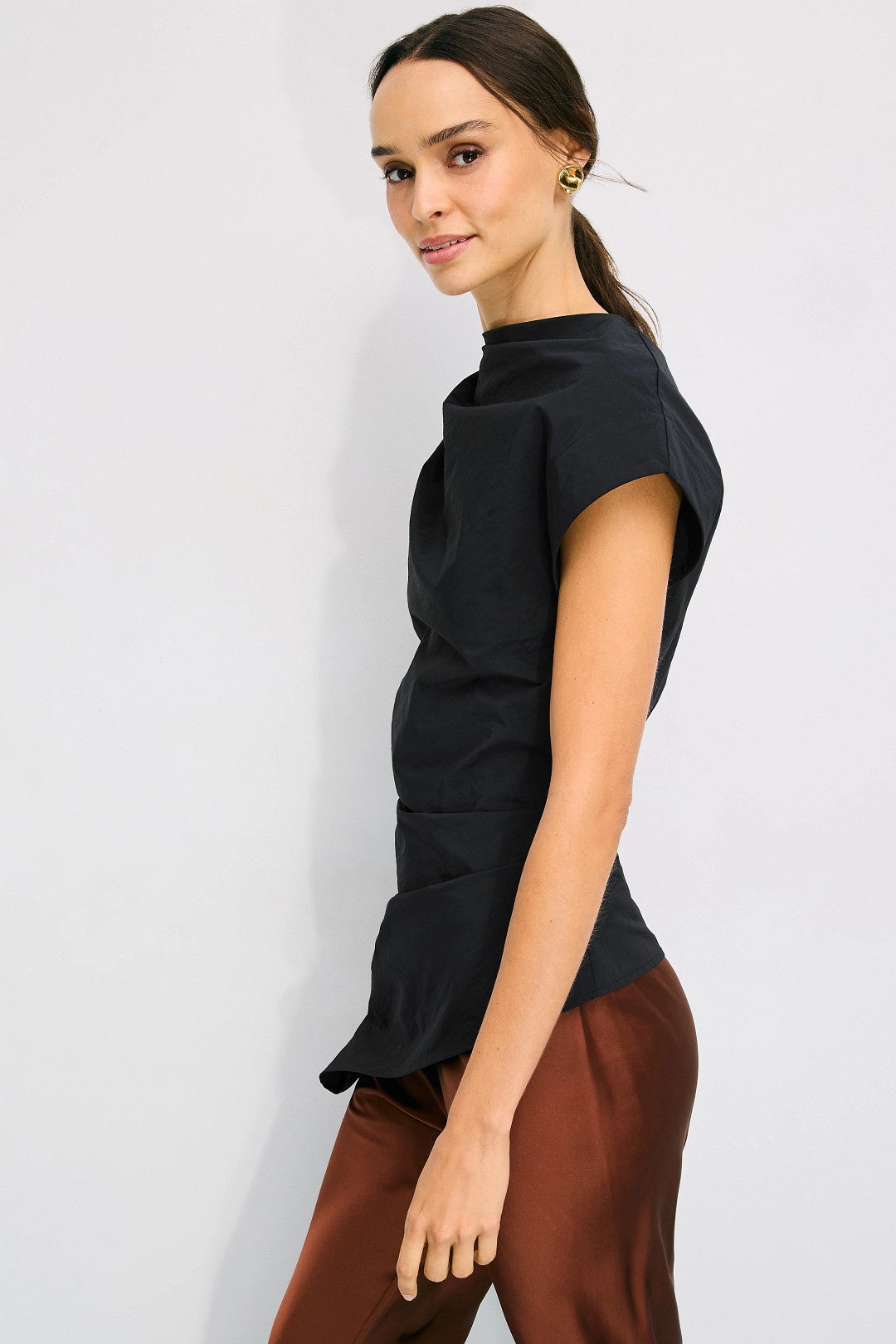Asymmetric Taffeta Top by Natori 1