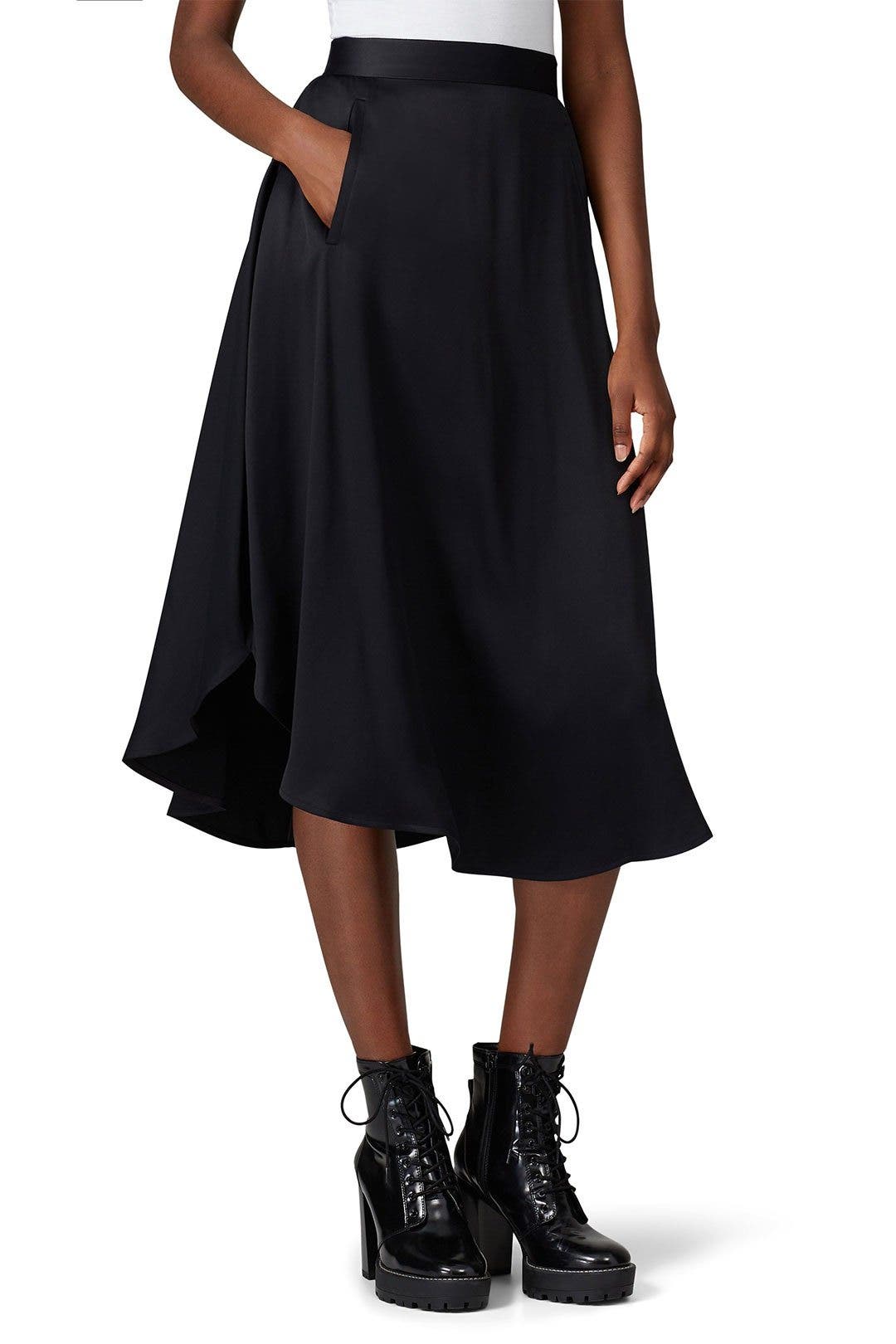 Black Satin Skirt by MM6 Maison Margiela | Rent the Runway