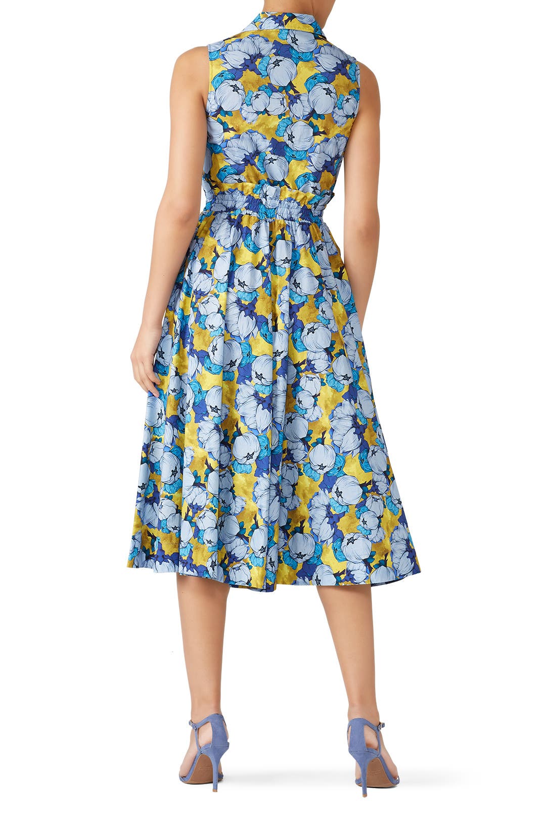 Light Blue Peony Printed Midi Dress by PINKO | Rent the Runway