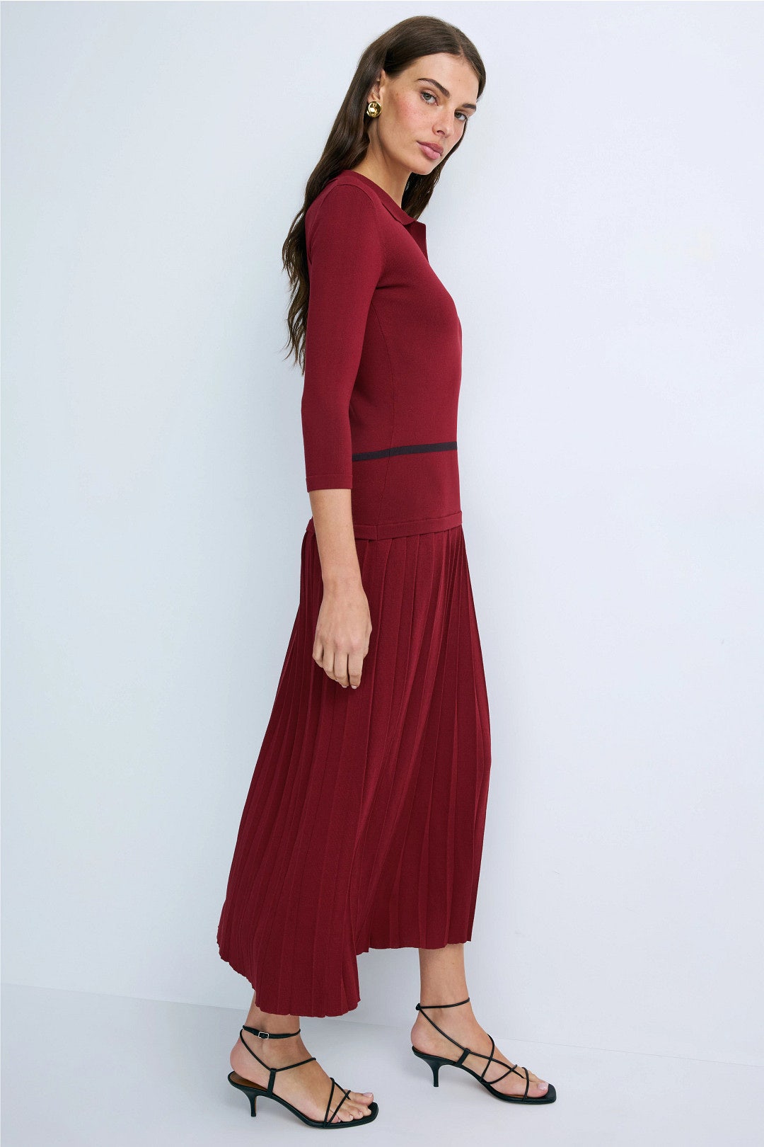 Collared Pleated Knit Dress by Alexia Admor 1