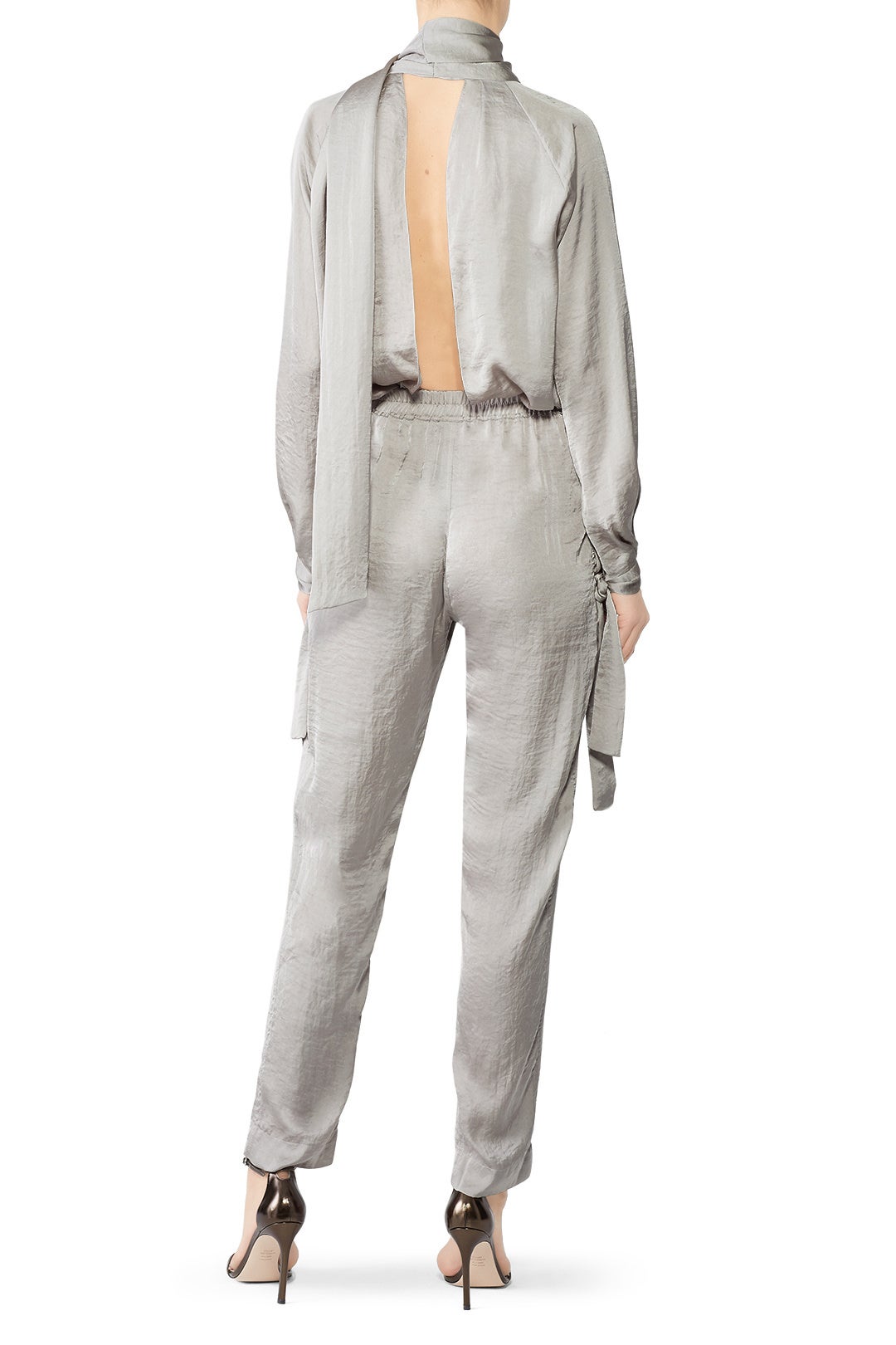 Silver Draped Jumpsuit by Juan Carlos Obando 2