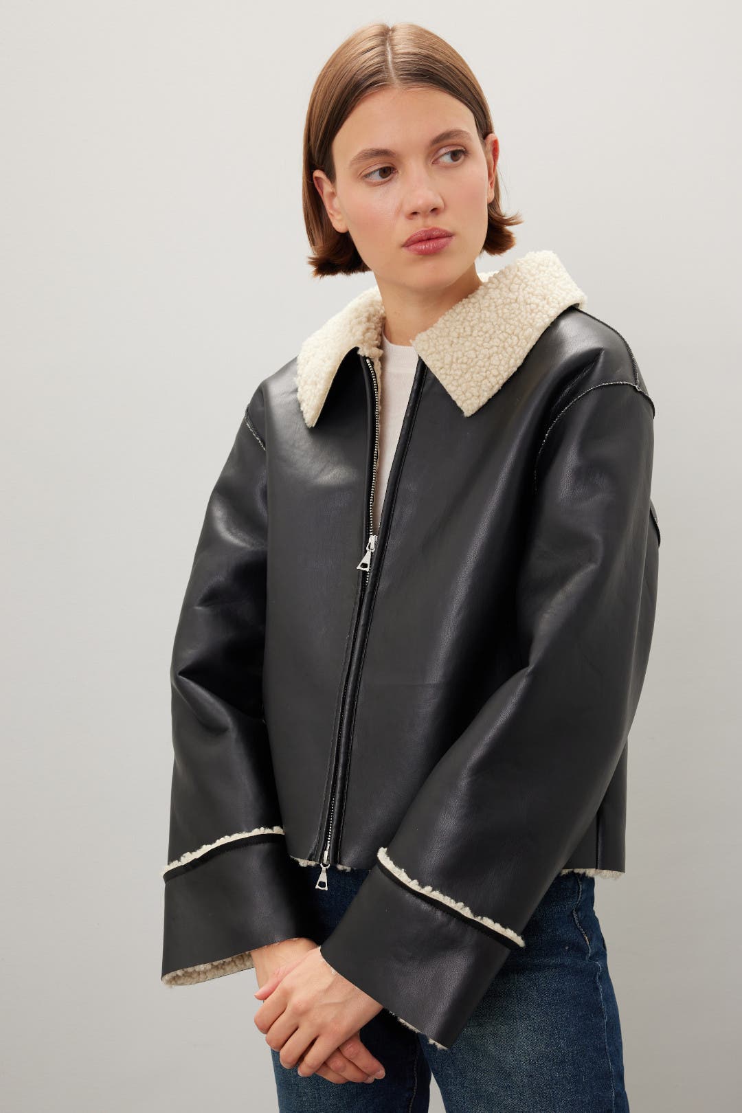 Shearling Collared Bonnie Jacket by Modern Citizen | Rent