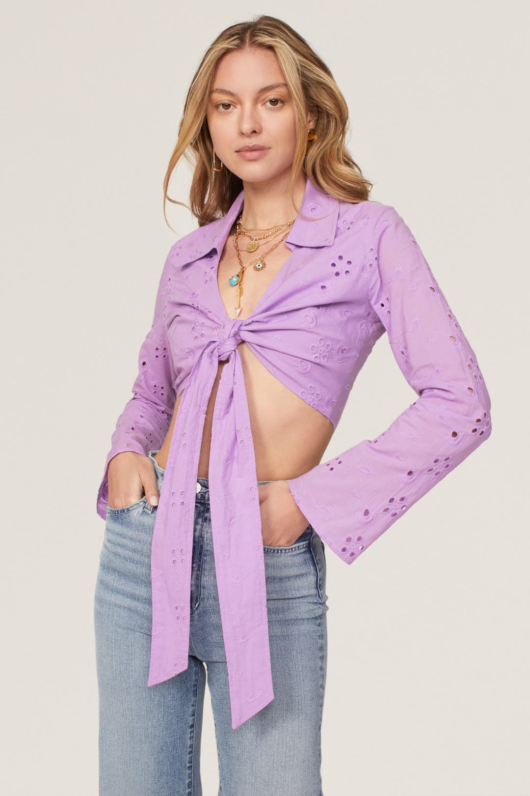 Purple Eyelet Top by ASHLEY PARK x RTR | Rent the Runway