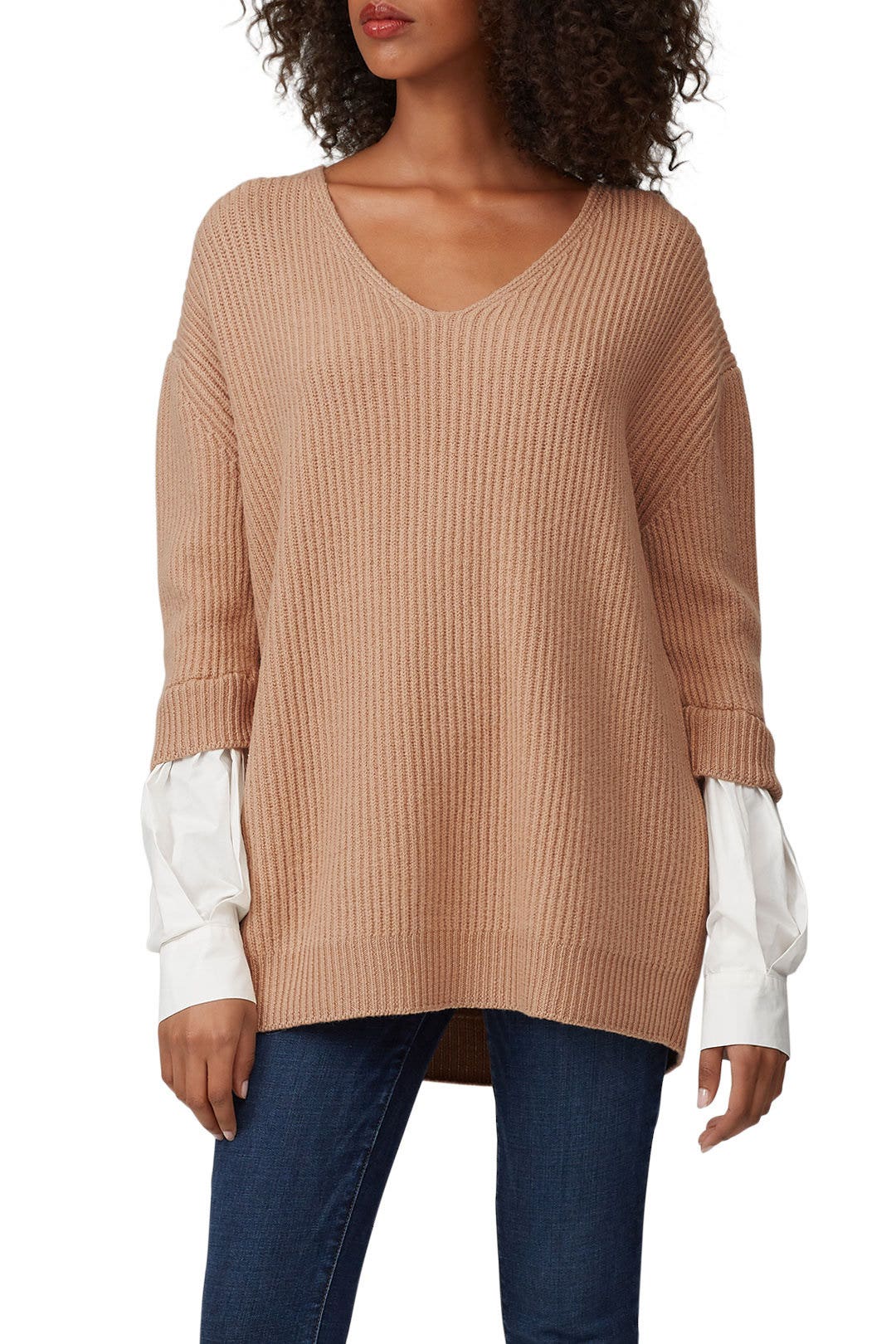 Poplin Sleeve V-Neck Sweater by (nude) 2