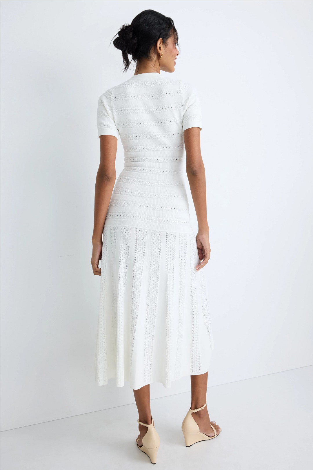 strapless open back dress Women's Pleated Dresses Midi Short Sleeve Work A-Line Dress main image 1