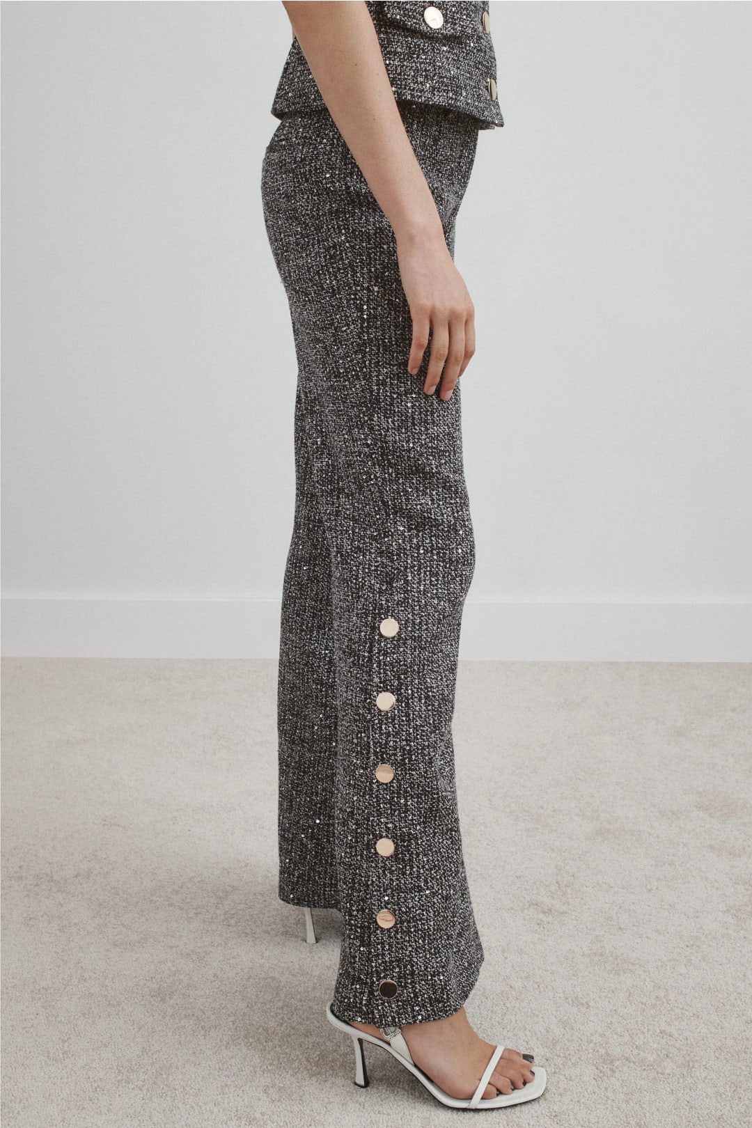 Tweed Button Detail Pants by Toccin 1