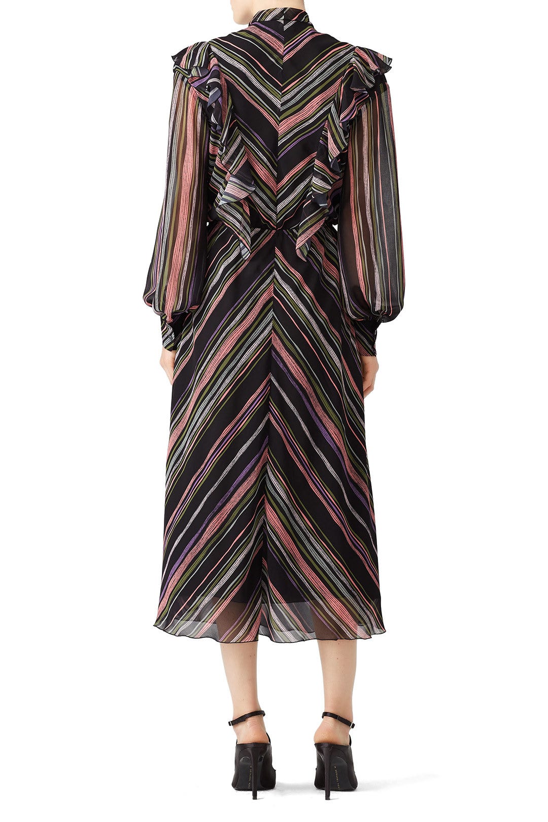 Black Stripe Ruffle Dress by Giamba 1