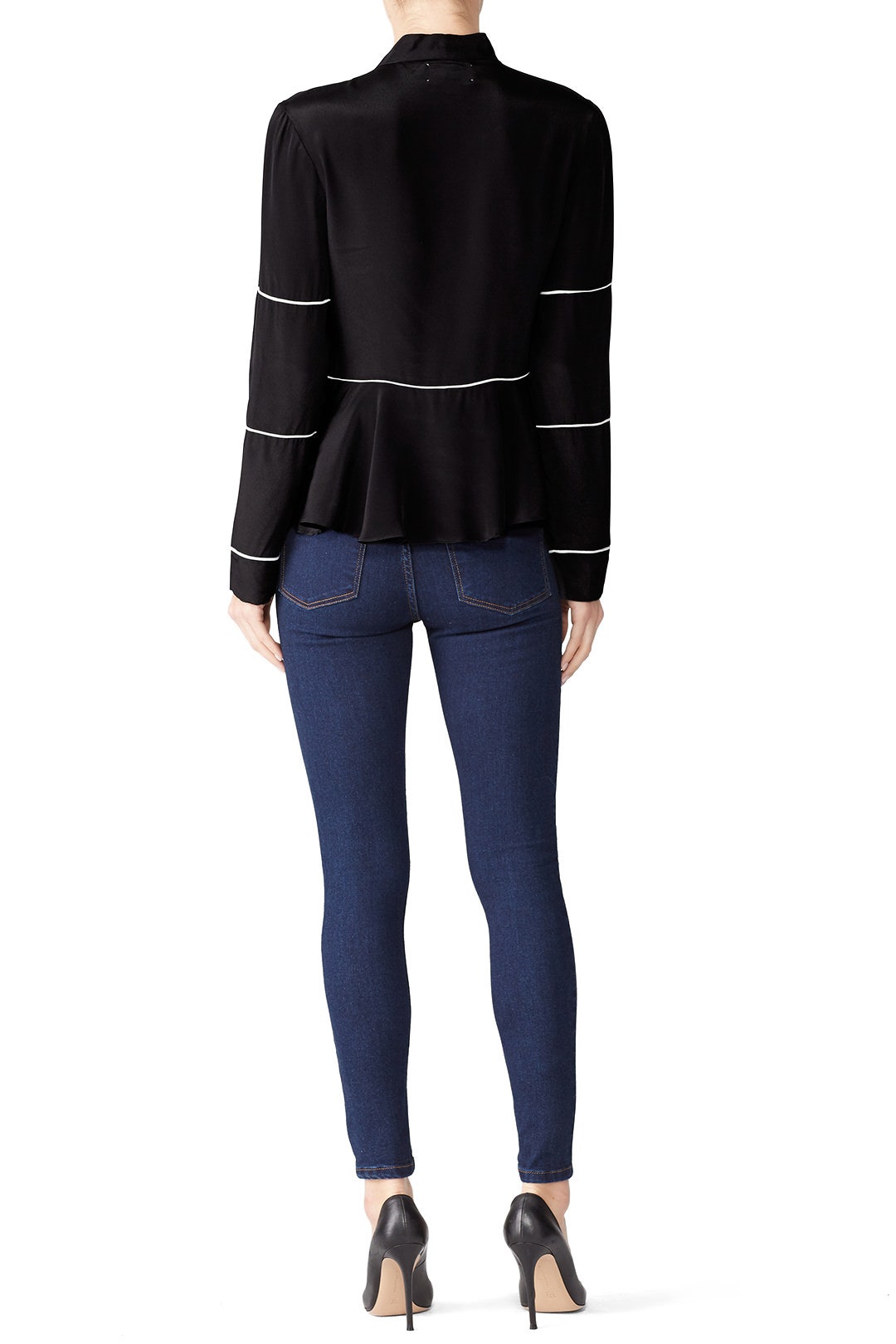 Solid Piping Tie Blouse by Nicole Miller 1